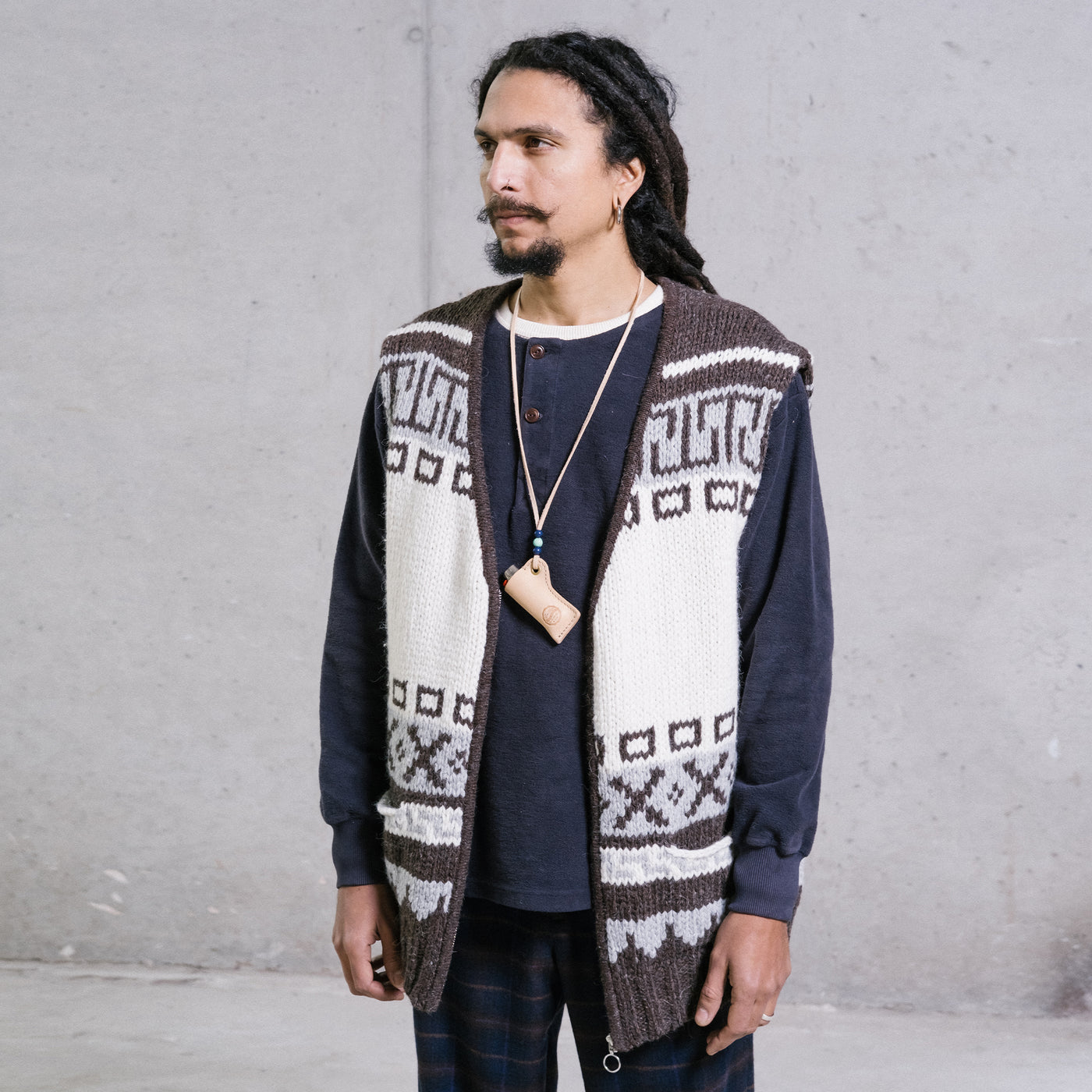 Cochiwan Vest Alpaca Wool White/Brown
