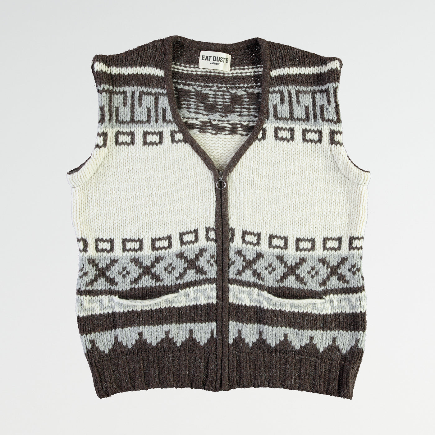 Cochiwan Vest Alpaca Wool White/Brown
