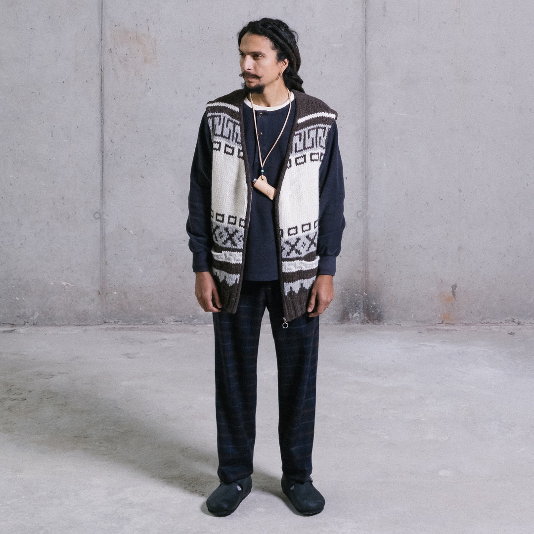 Cochiwan Vest Alpaca Wool White/Brown