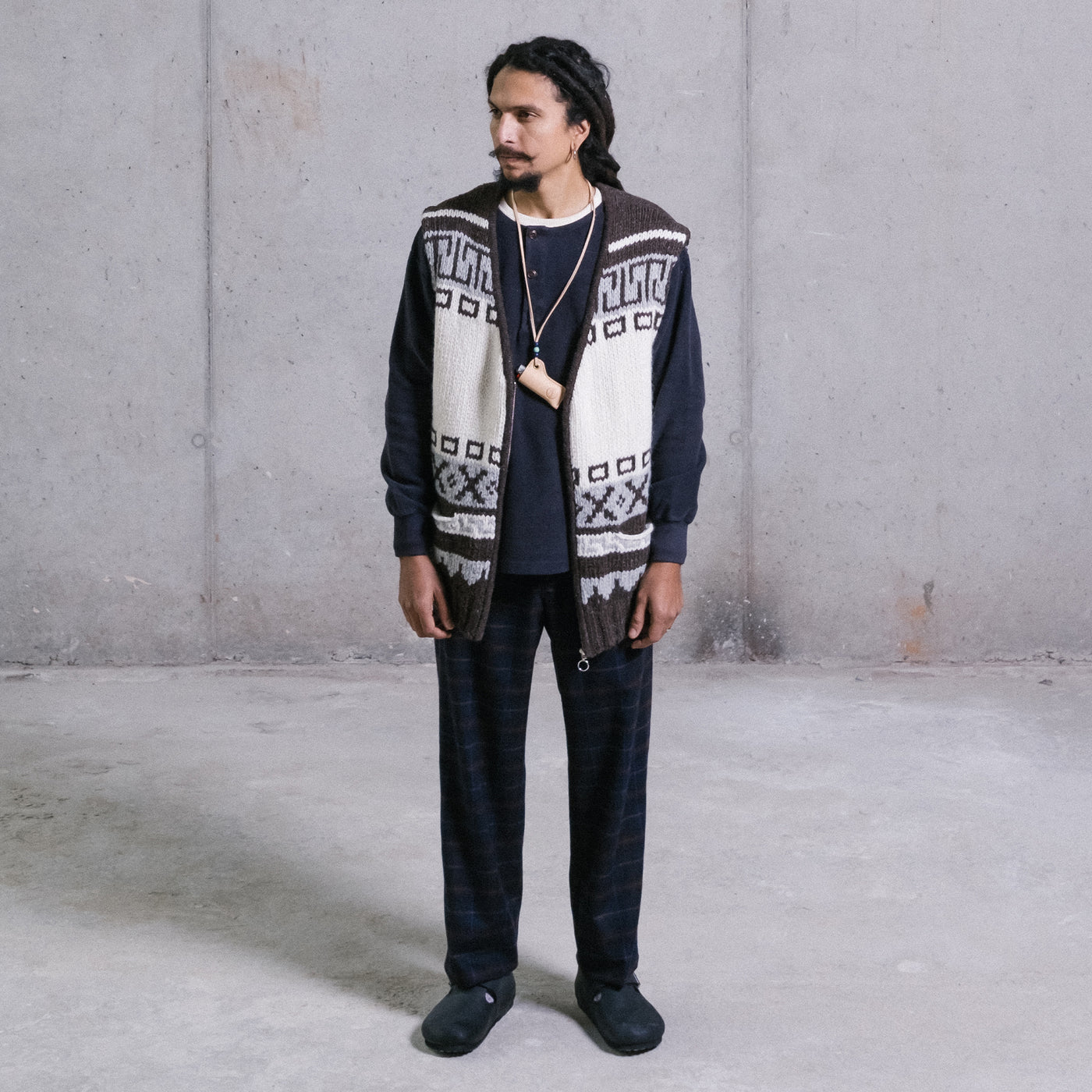 Cochiwan Vest Alpaca Wool White/Brown