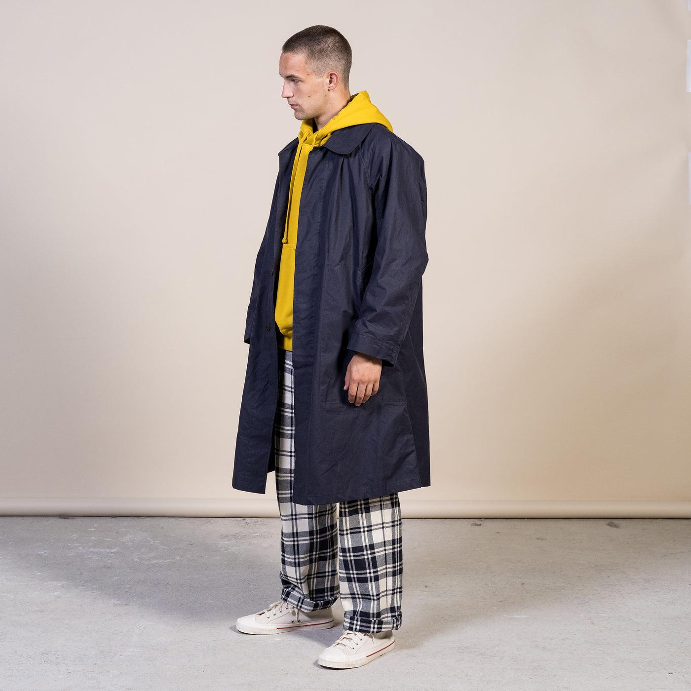Army Trench Dry Waxed Cotton Dark Indigo