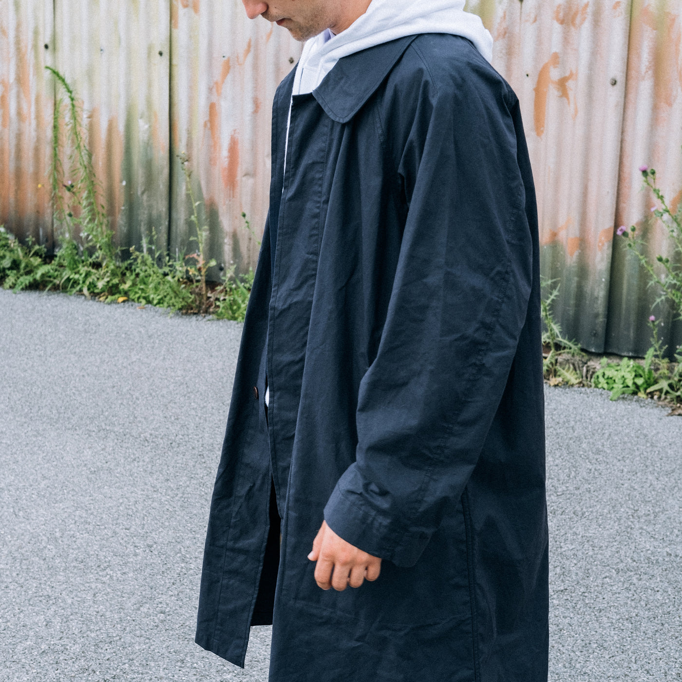 Army Trench Dry Waxed Cotton Dark Indigo