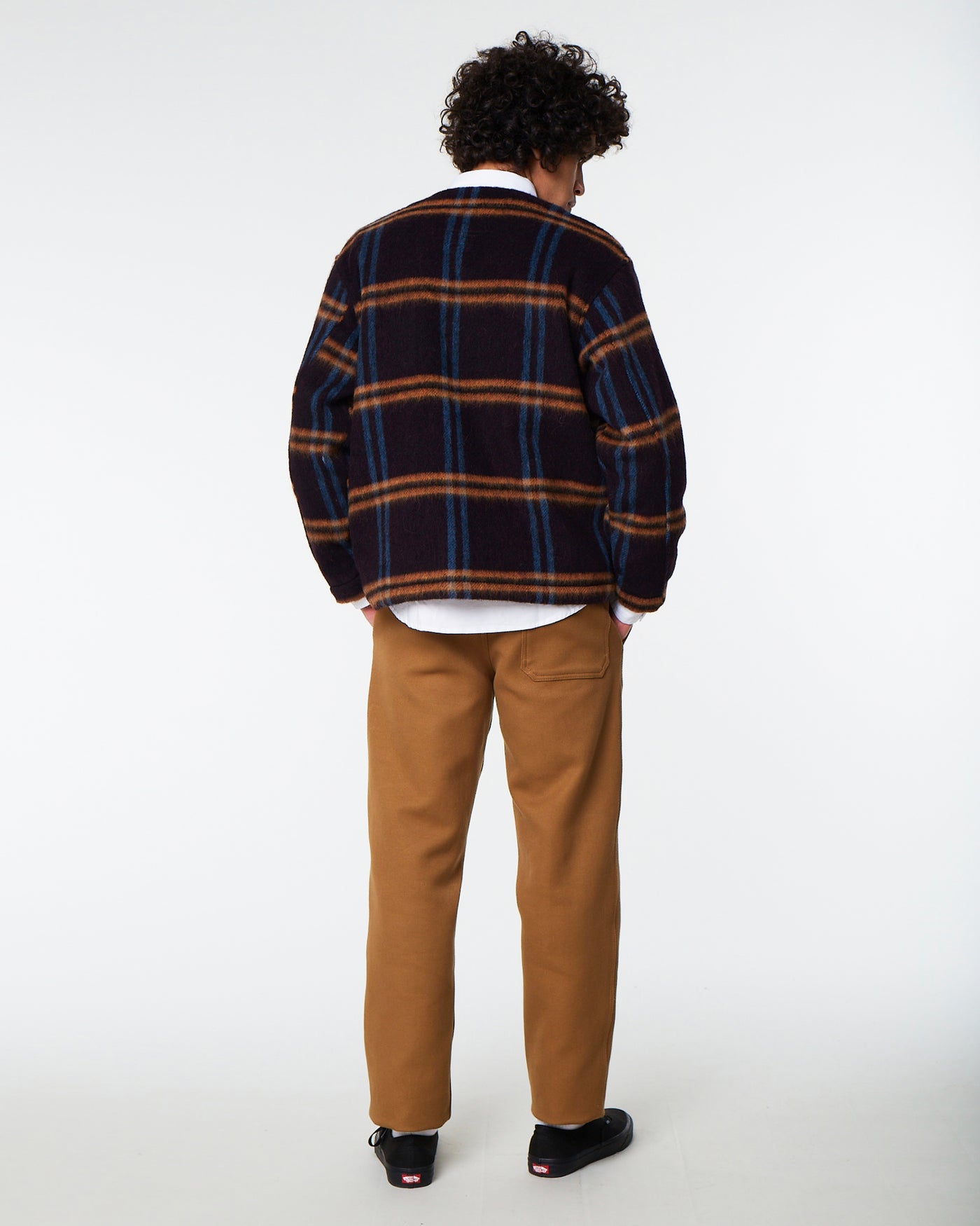 Ivy Cardigan Brushed Checks Fig
