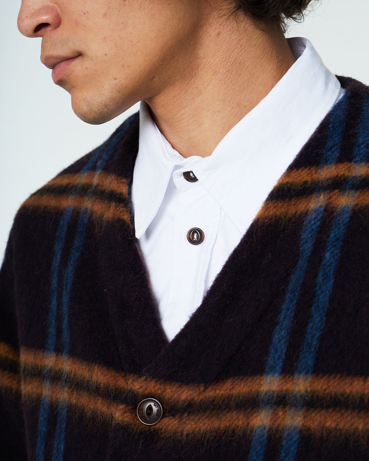 Ivy Cardigan Brushed Checks Fig