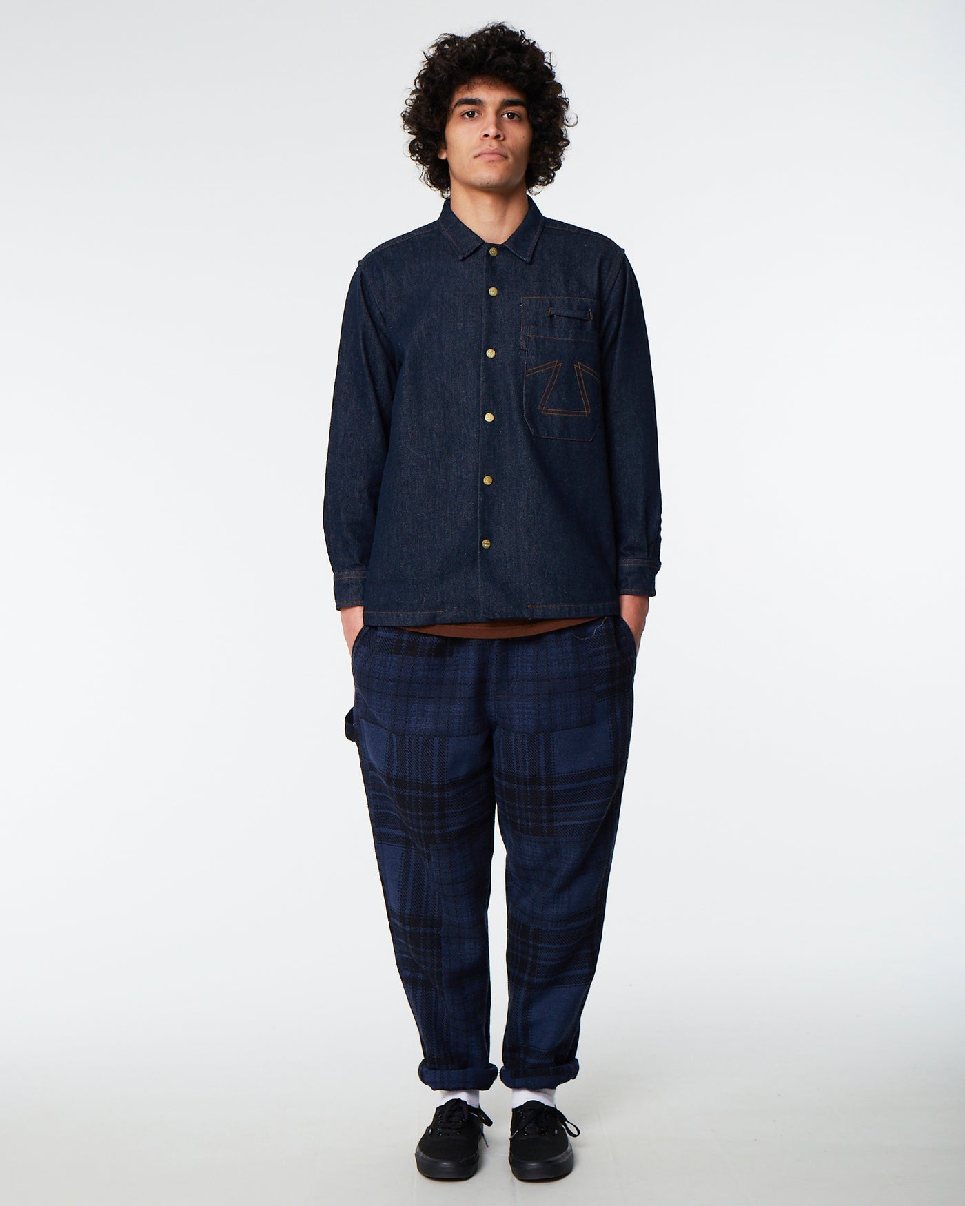 Gonz Pants Boro Quilt Navy