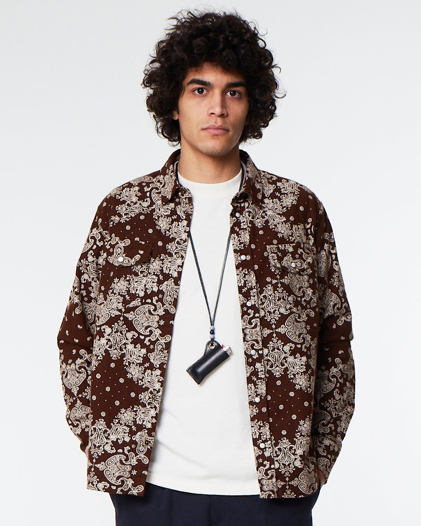 Western Shirt Velvet Bandana Brown