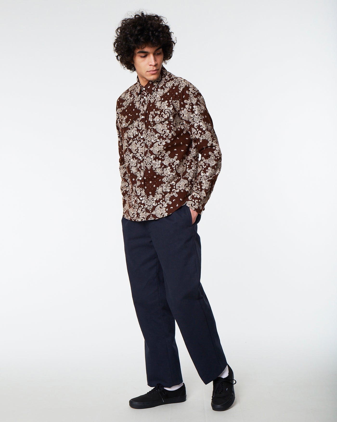 Western Shirt Velvet Bandana Brown