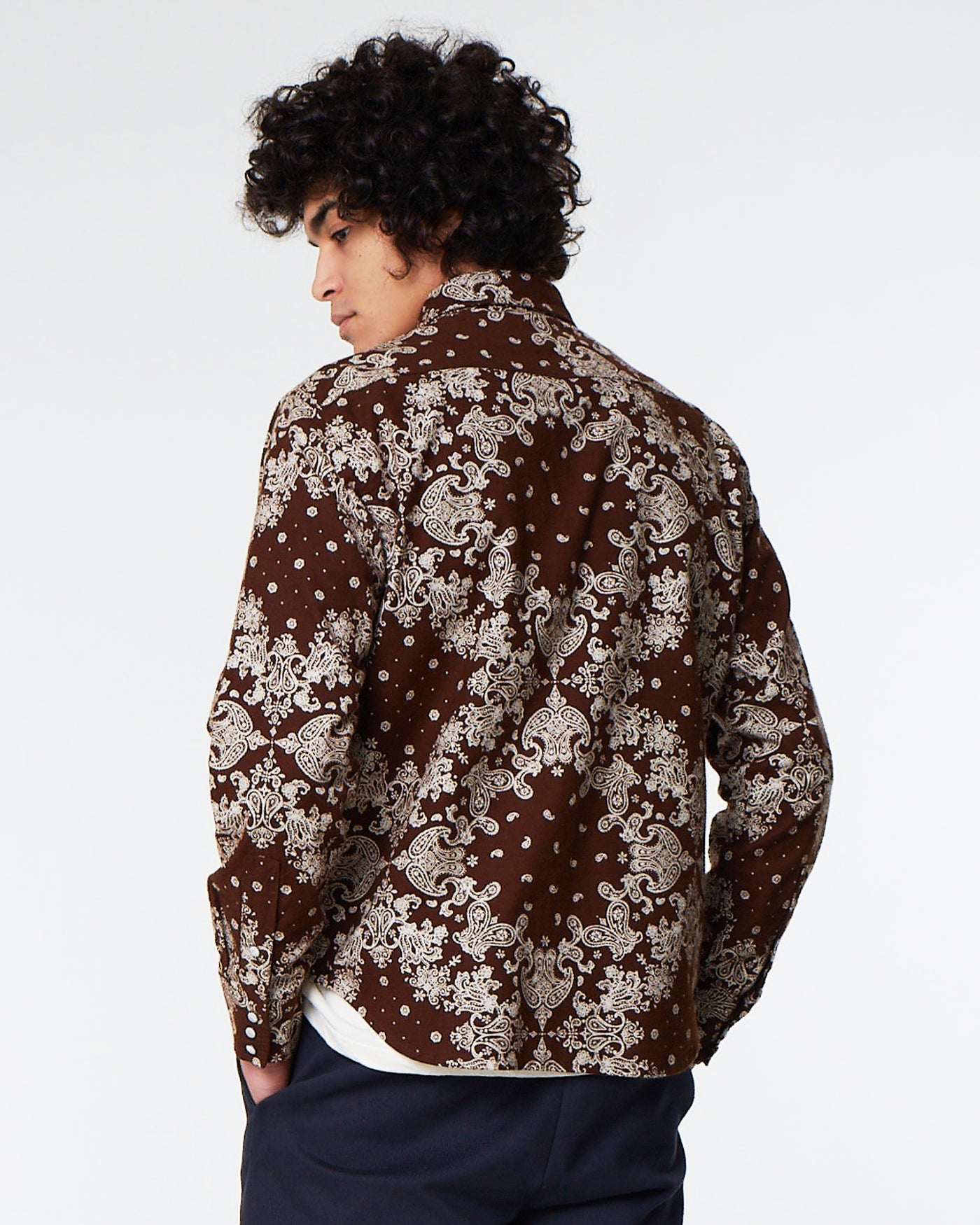 Western Shirt Velvet Bandana Brown