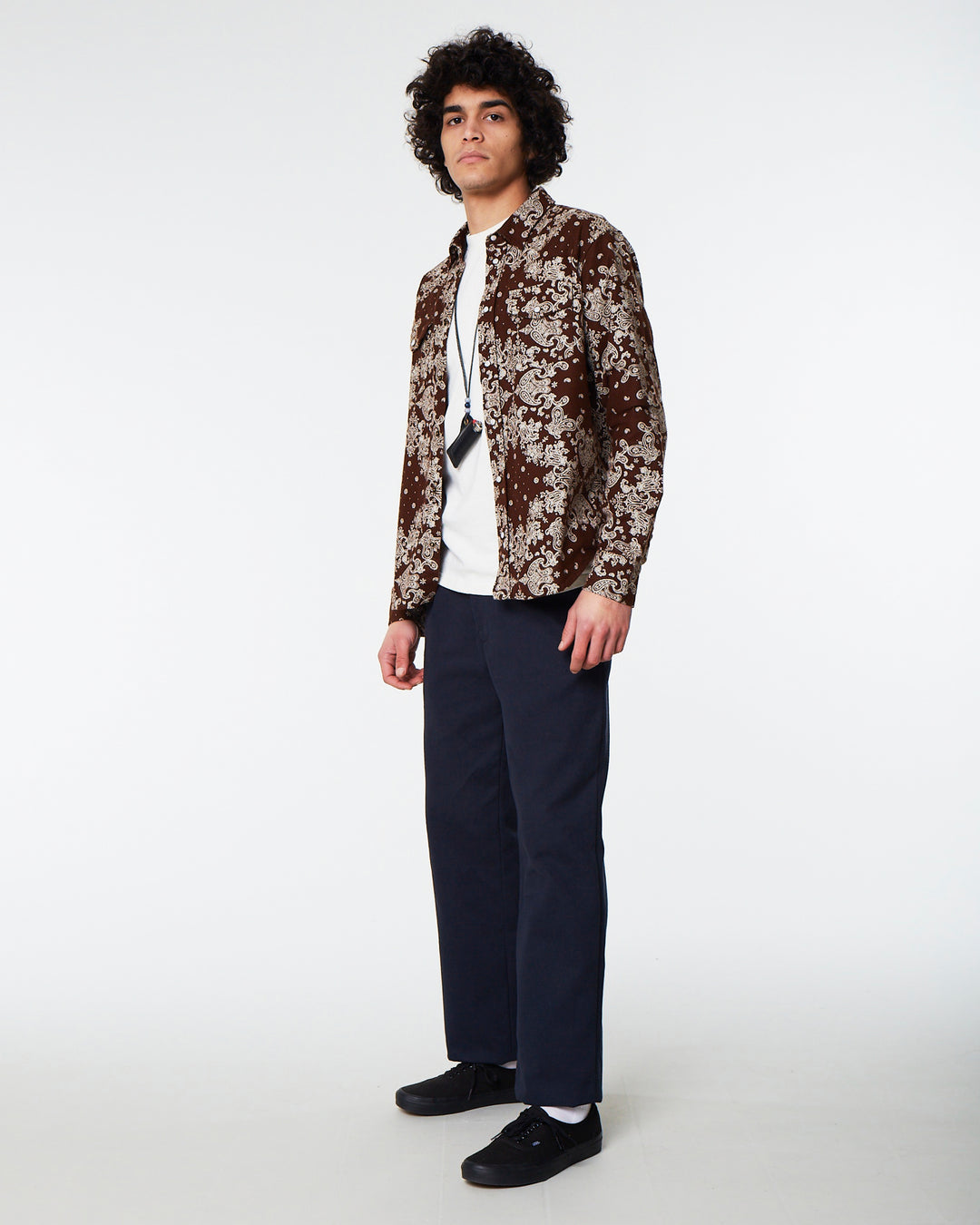 Western Shirt Velvet Bandana Brown