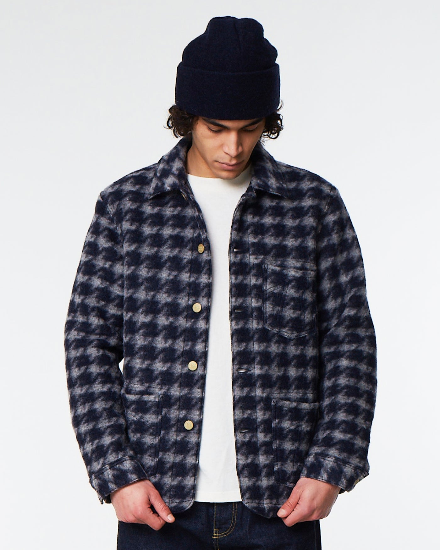 Chore Jacket Pied De Poule Blue