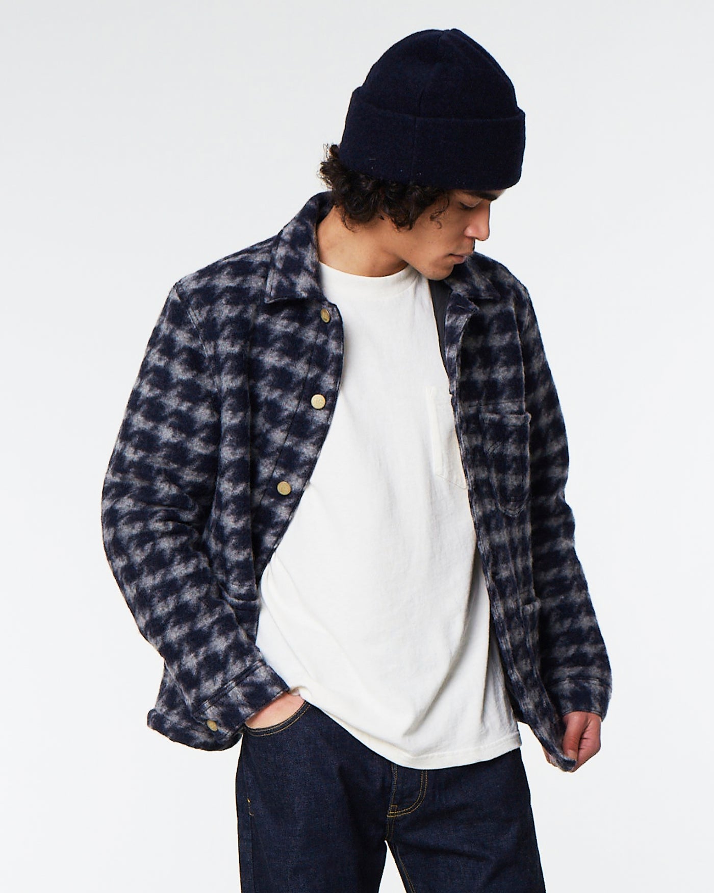 Chore Jacket Pied De Poule Blue