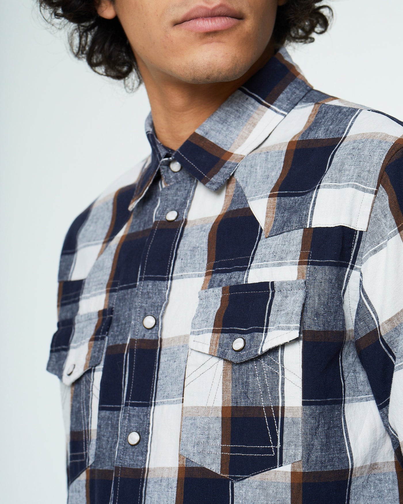 Western Shirt Provence Check Off White/Navy