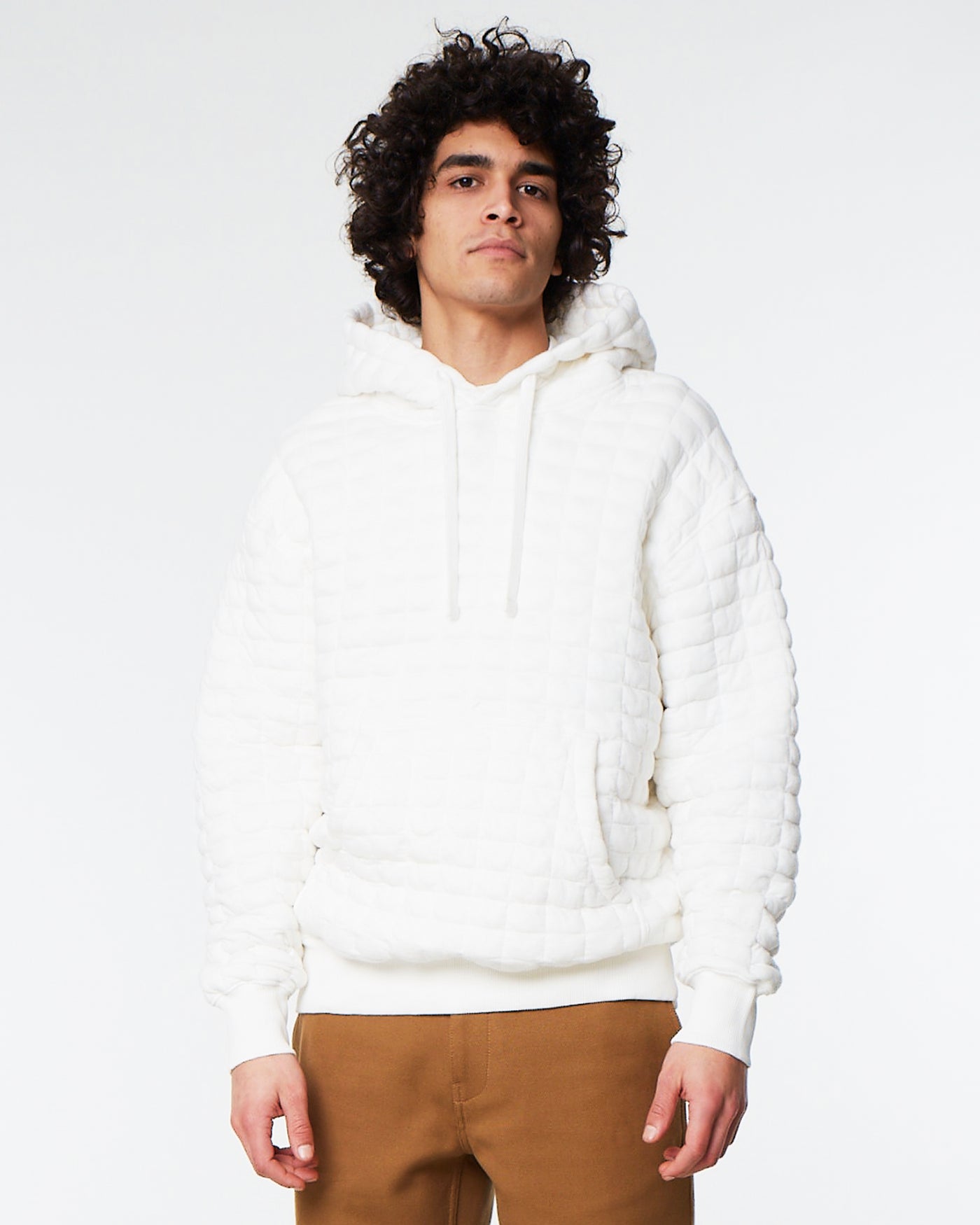 Hoodie Quilted Fleece White