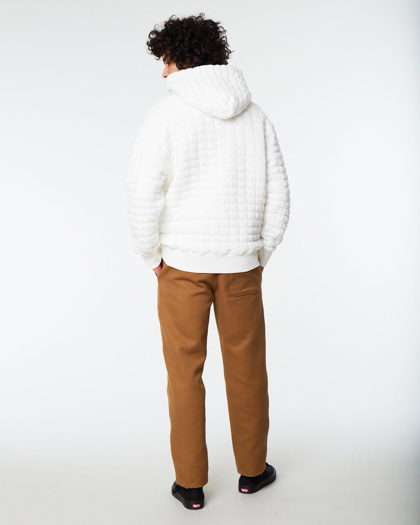 Hoodie Quilted Fleece White