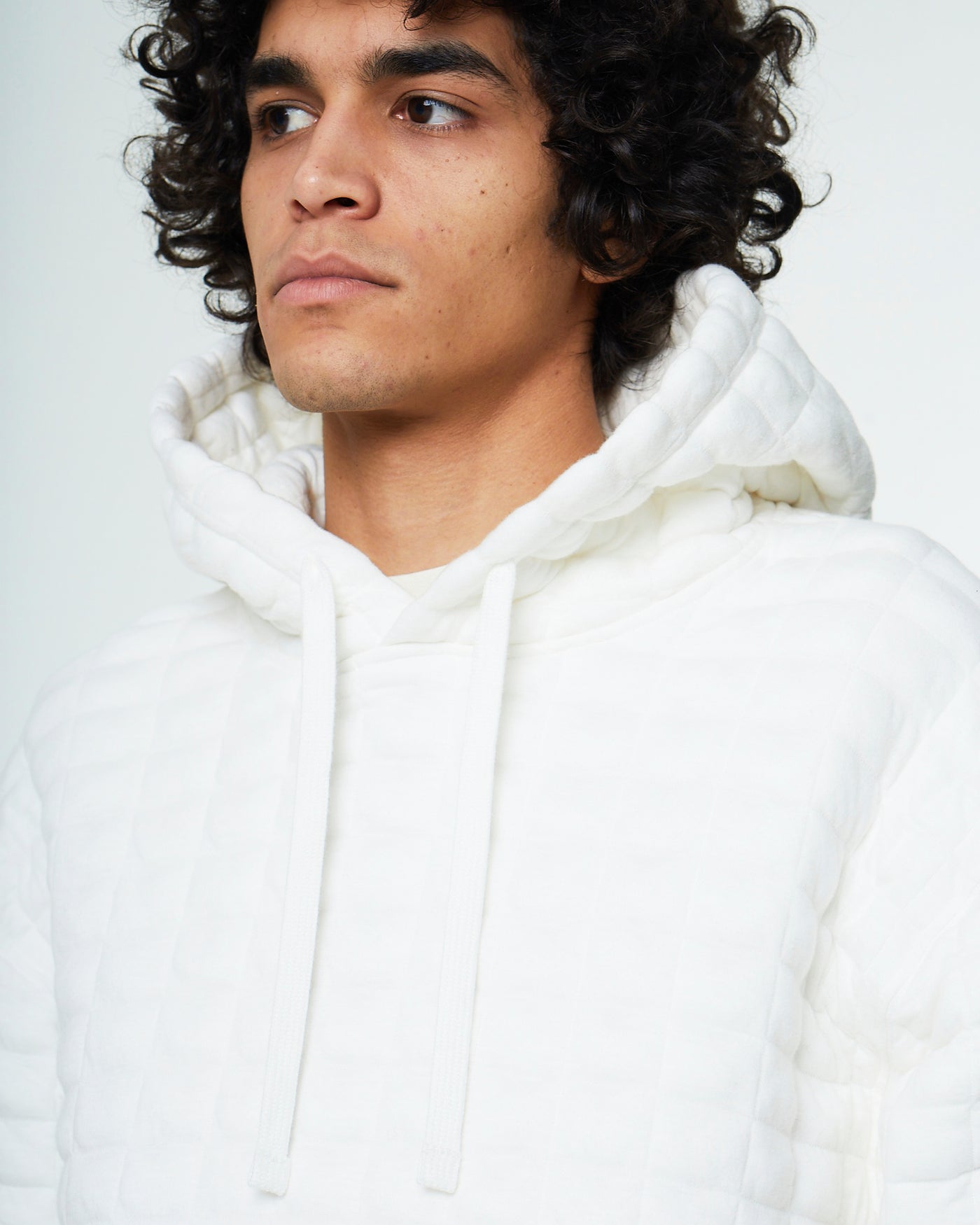 Hoodie Quilted Fleece White