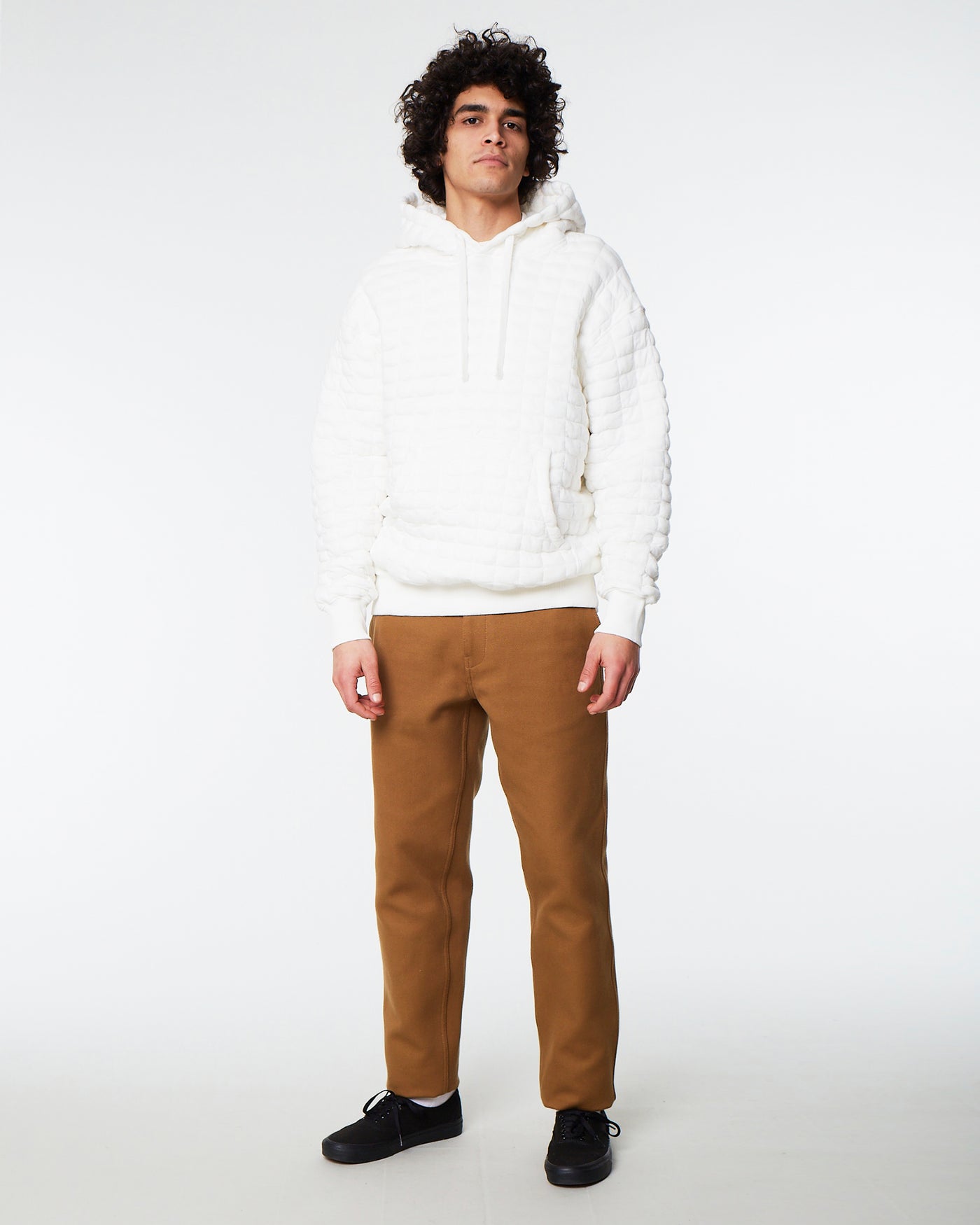 Hoodie Quilted Fleece White