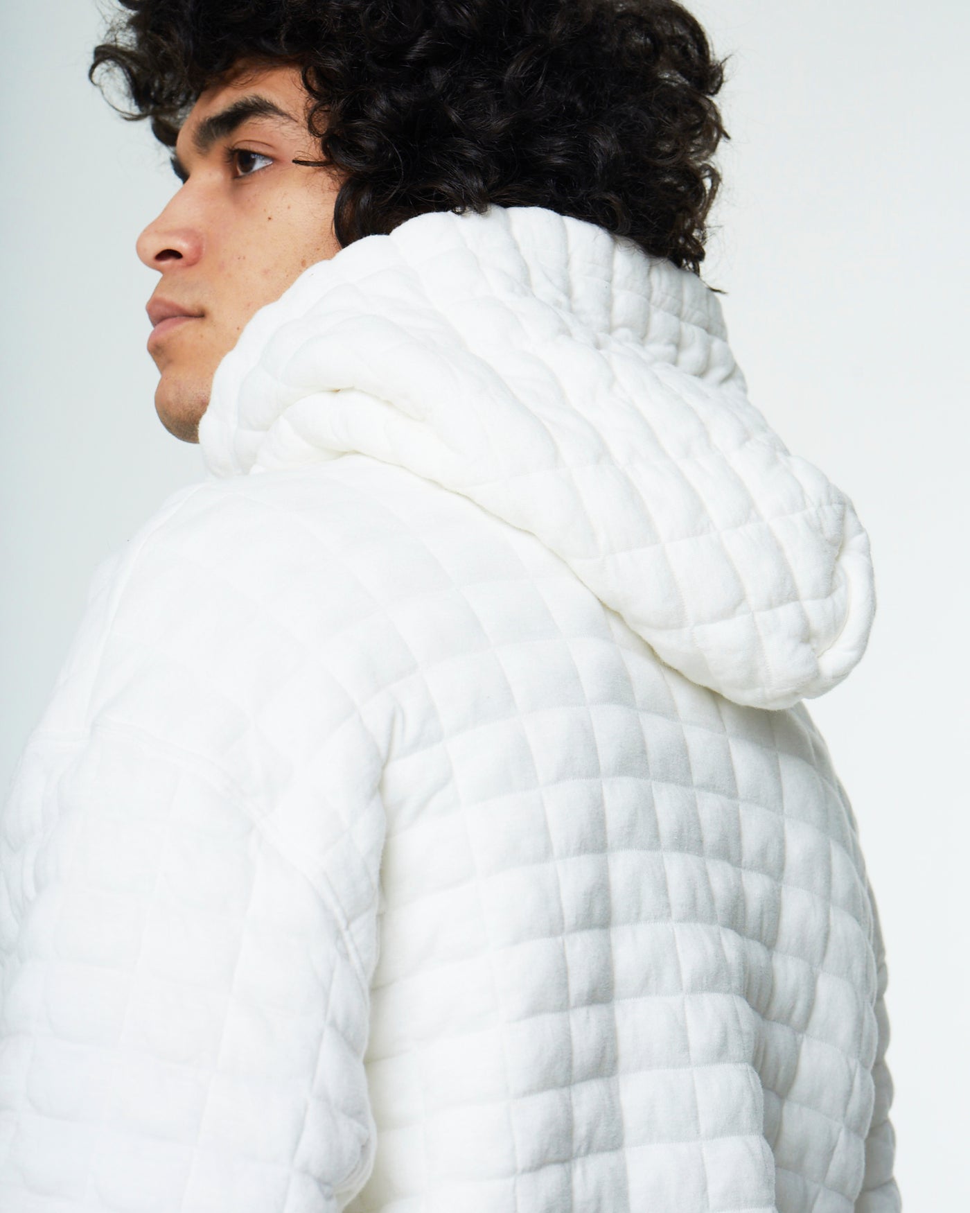 Hoodie Quilted Fleece White