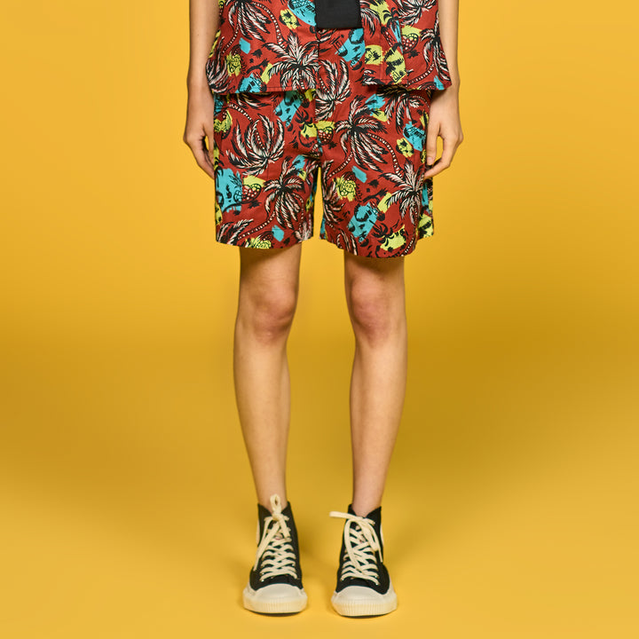 G.o.D River Shorts Aloha Cotton Brick Red