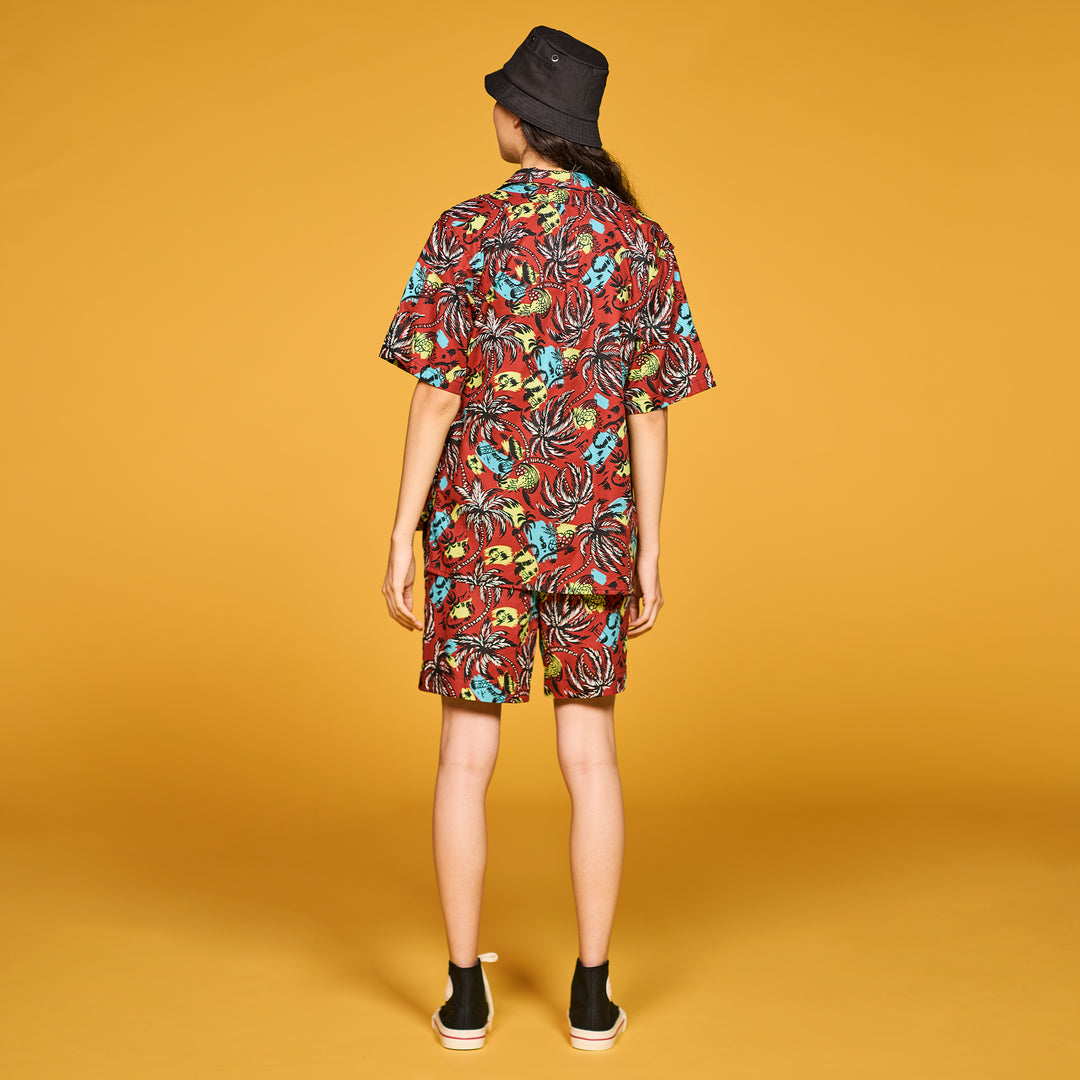 G.o.D River Shorts Aloha Cotton Brick Red