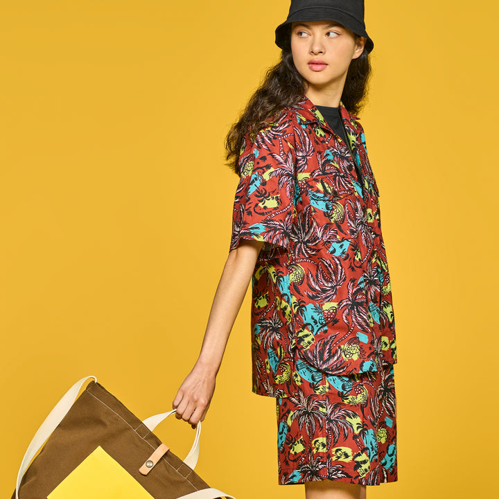 G.o.D Cuban Shirt Aloha Cotton Brick Red