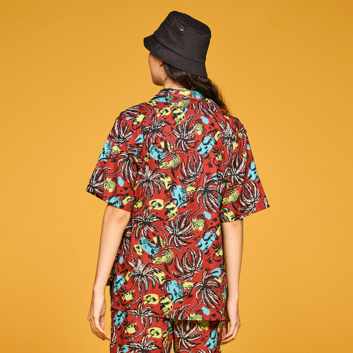 G.o.D Cuban Shirt Aloha Cotton Brick Red