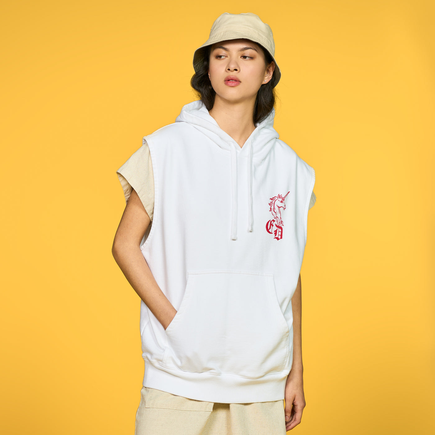 G.o.D Sweatshirt Rocky Unicorns Heavy Cotton Fleece White