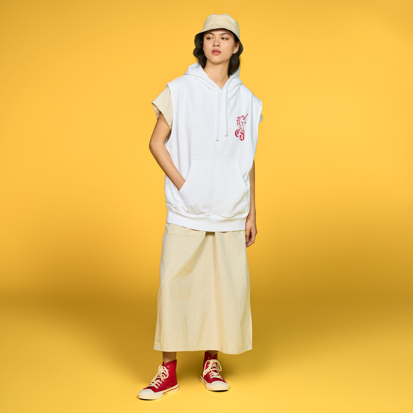 G.o.D Sweatshirt Rocky Unicorns Heavy Cotton Fleece White