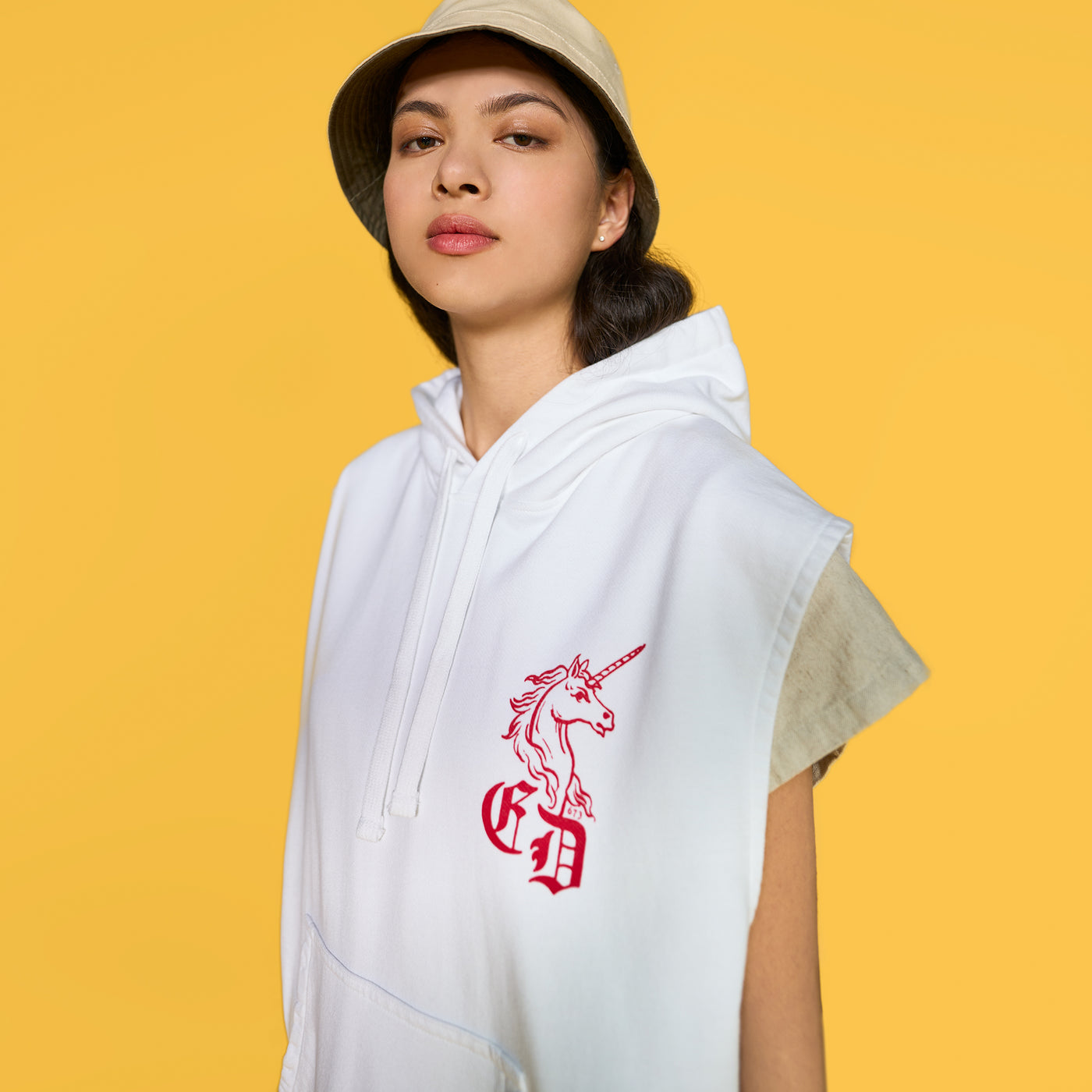 G.o.D Sweatshirt Rocky Unicorns Heavy Cotton Fleece White