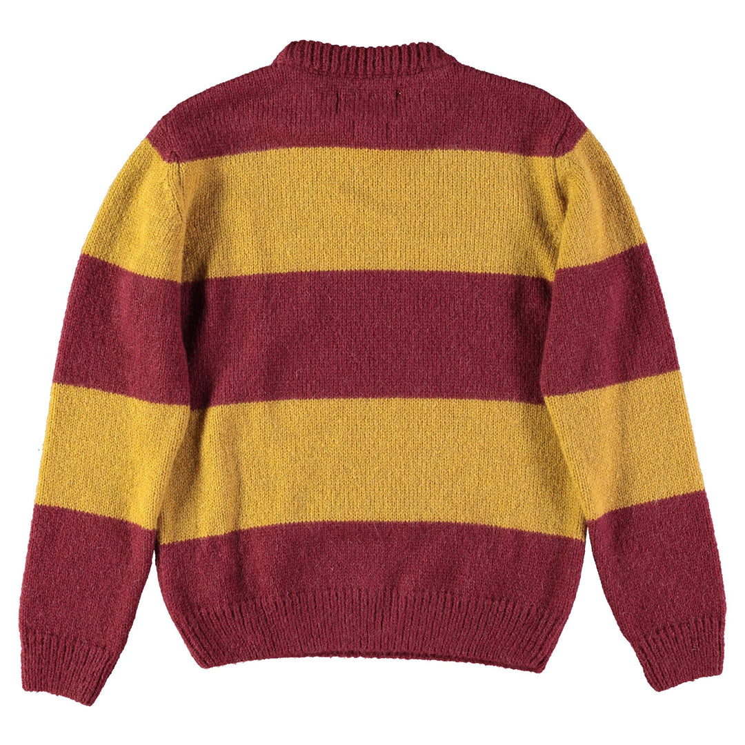 Crew Neck Sweater Stripe Mohair Bordeaux/Yellow