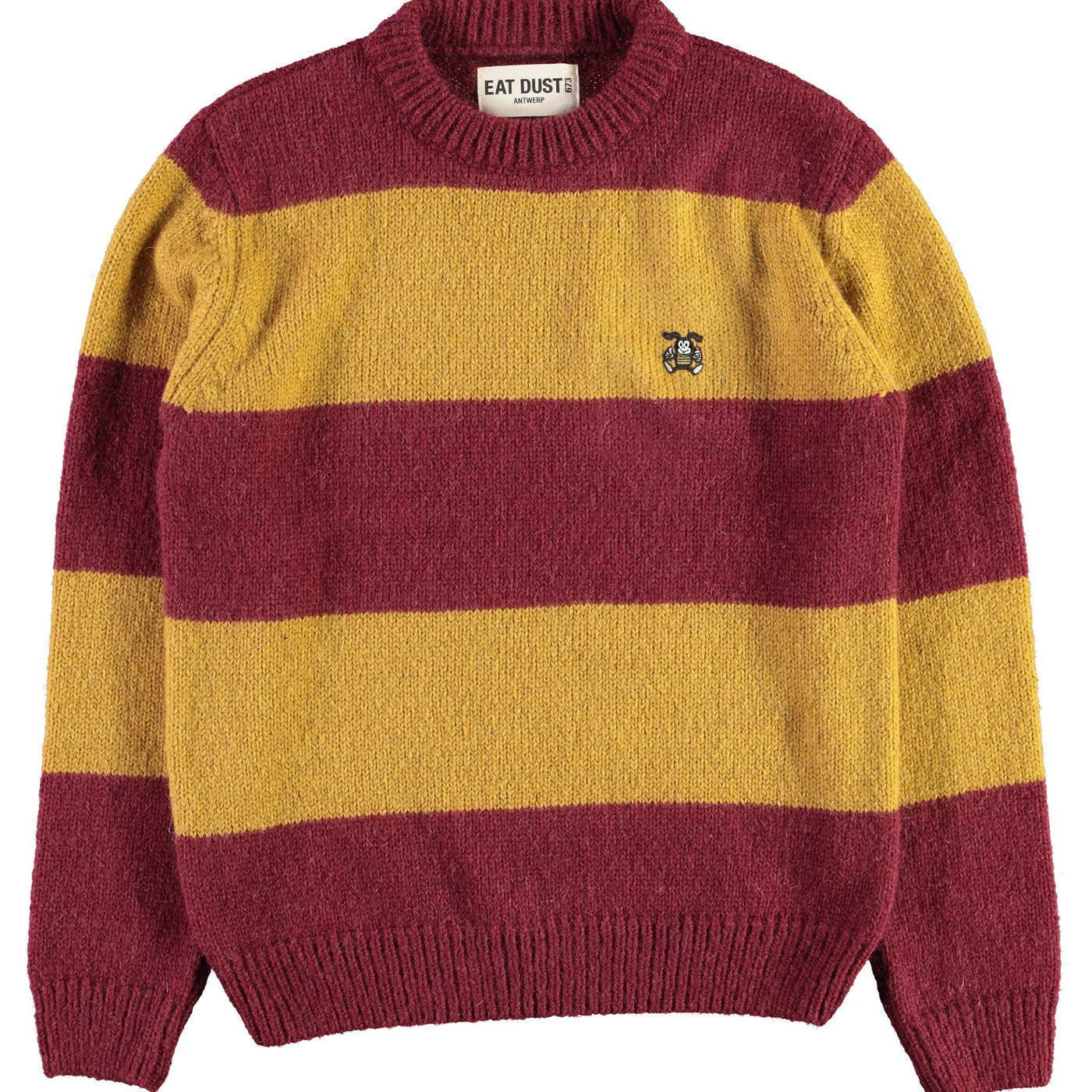Crew Neck Sweater Stripe Mohair Bordeaux/Yellow