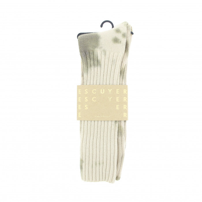 Escuyer Socks - Tie Dye - Ecru / Olive