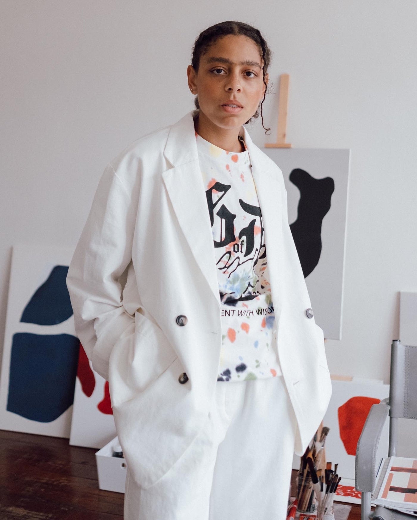 G.o.D Blazer Cotton Canvas Milky White