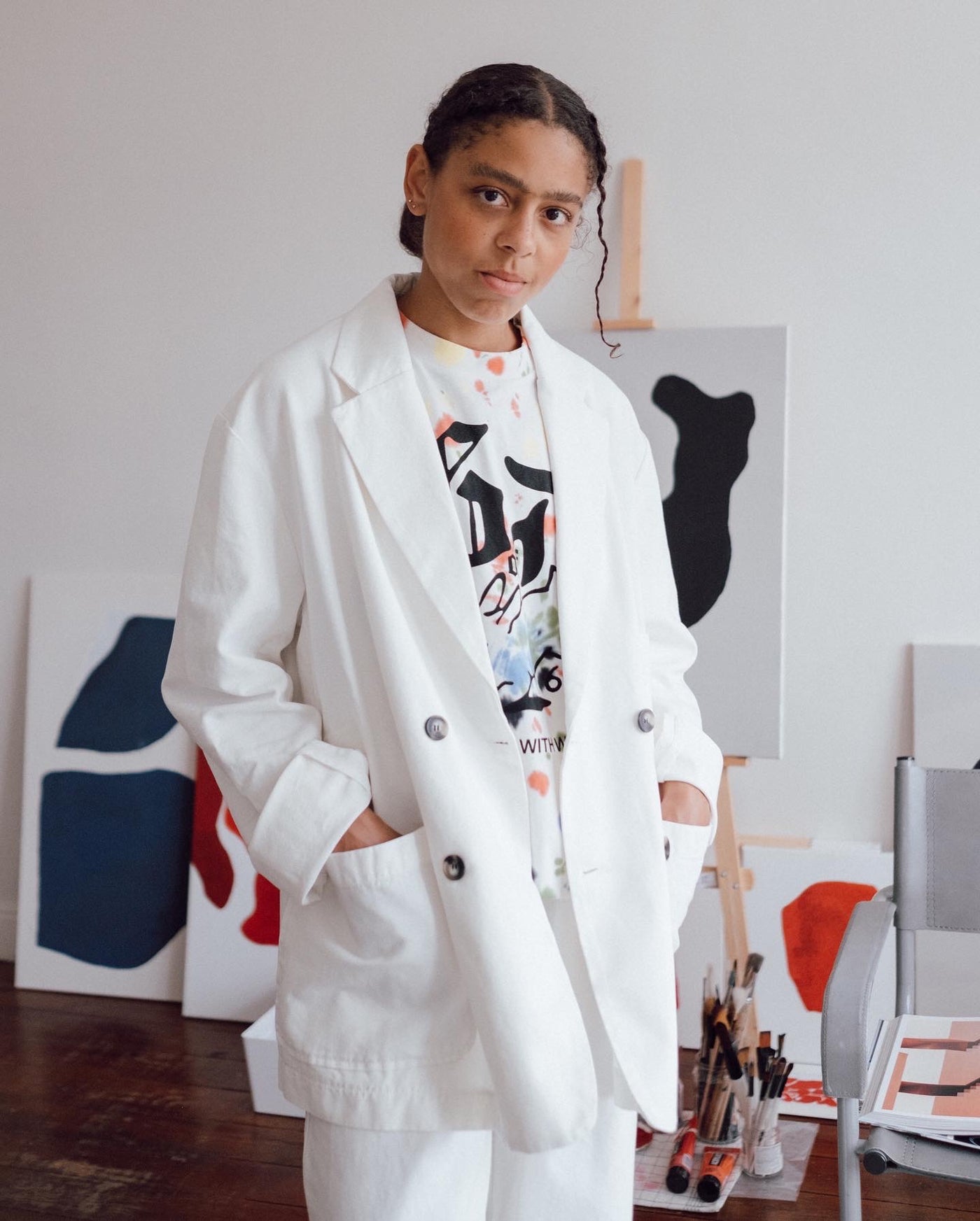 G.o.D Blazer Cotton Canvas Milky White