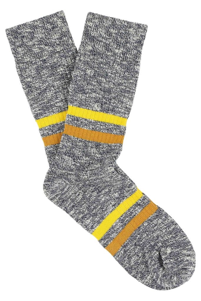 Escuyer Socks - Melange Stripes - Blue / Gold / Ochre