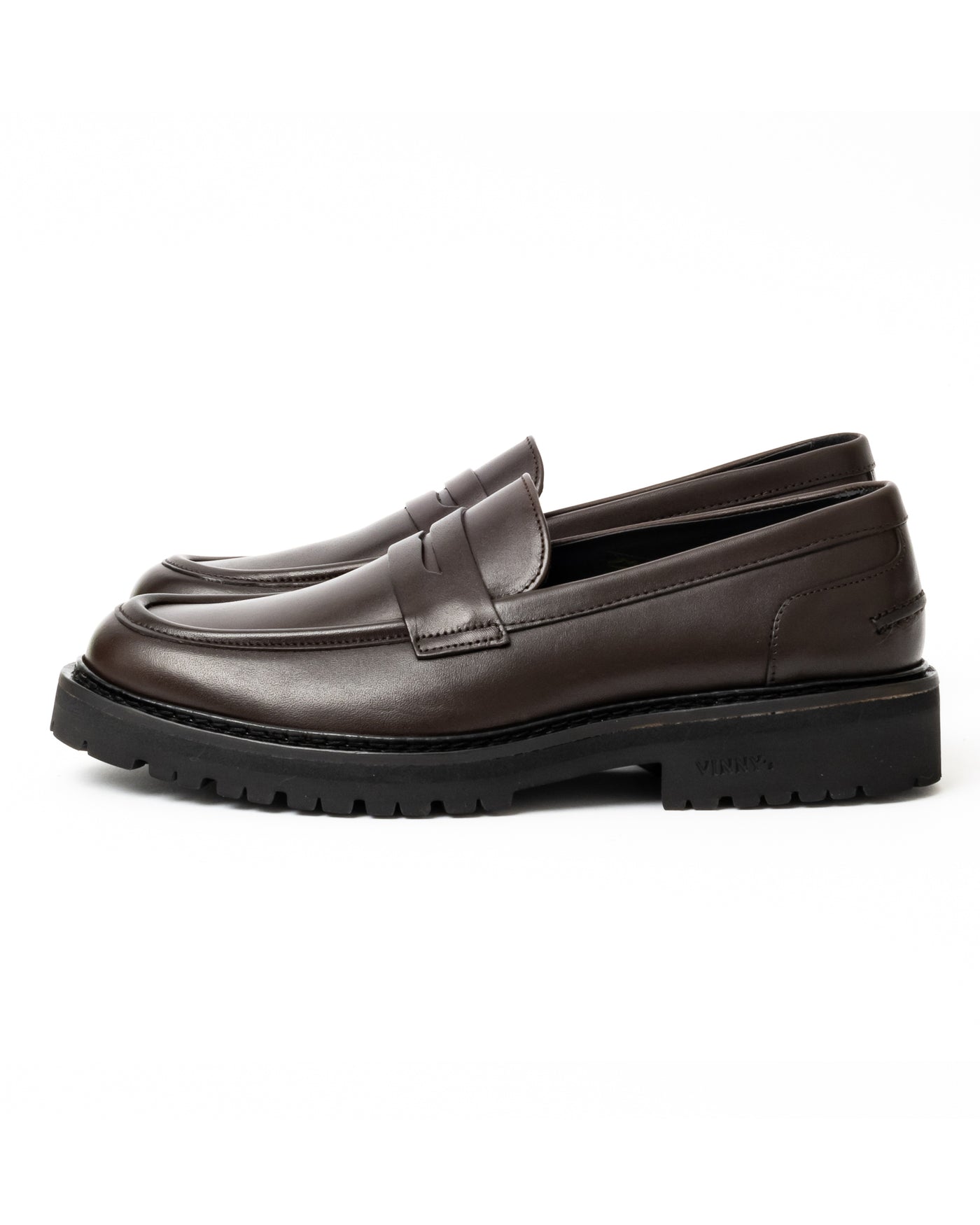 Vinny's Richee Penny Loafer Dark Brown Crust Leather