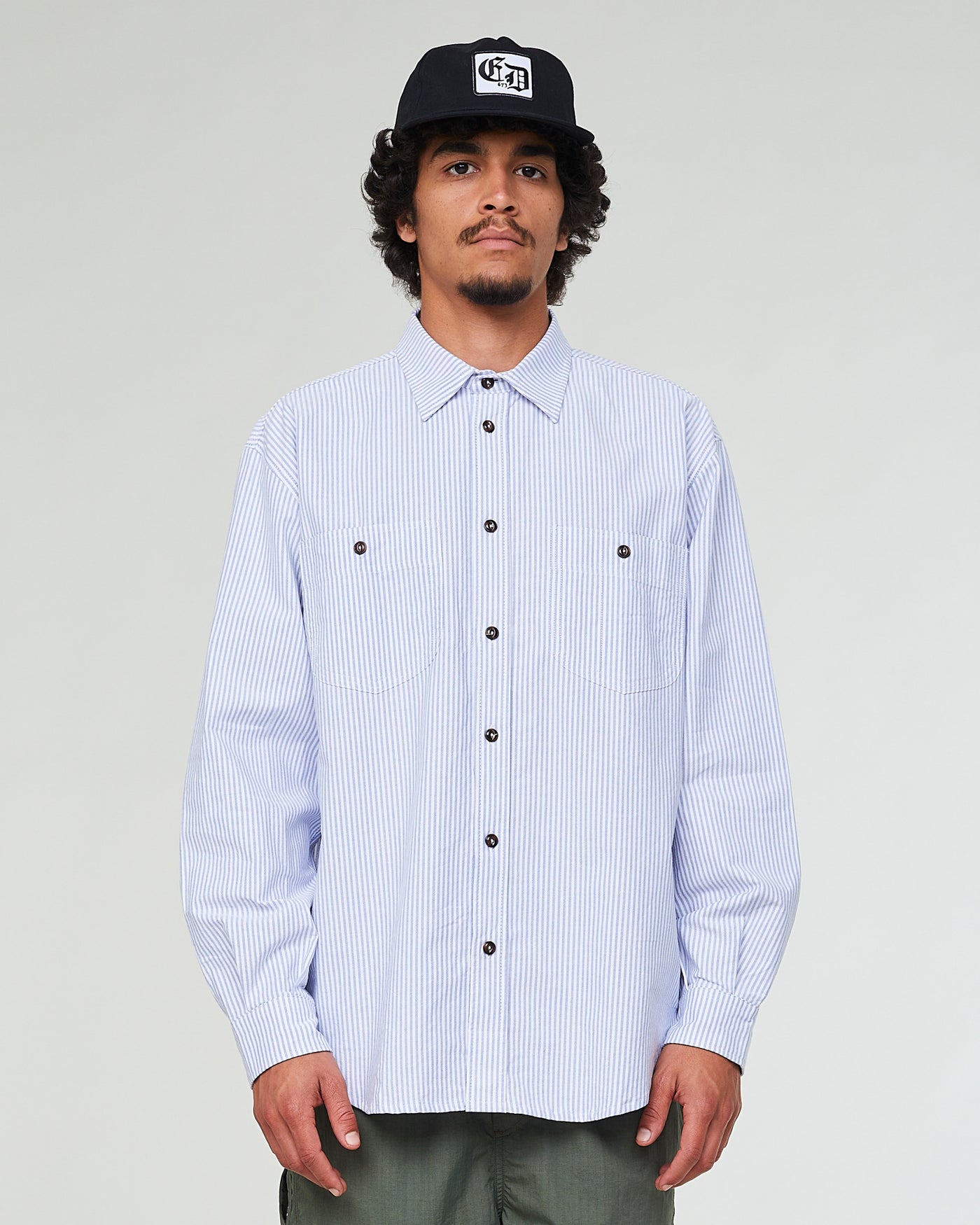 Worker Shirt Pit Stop Stripe Light Blue