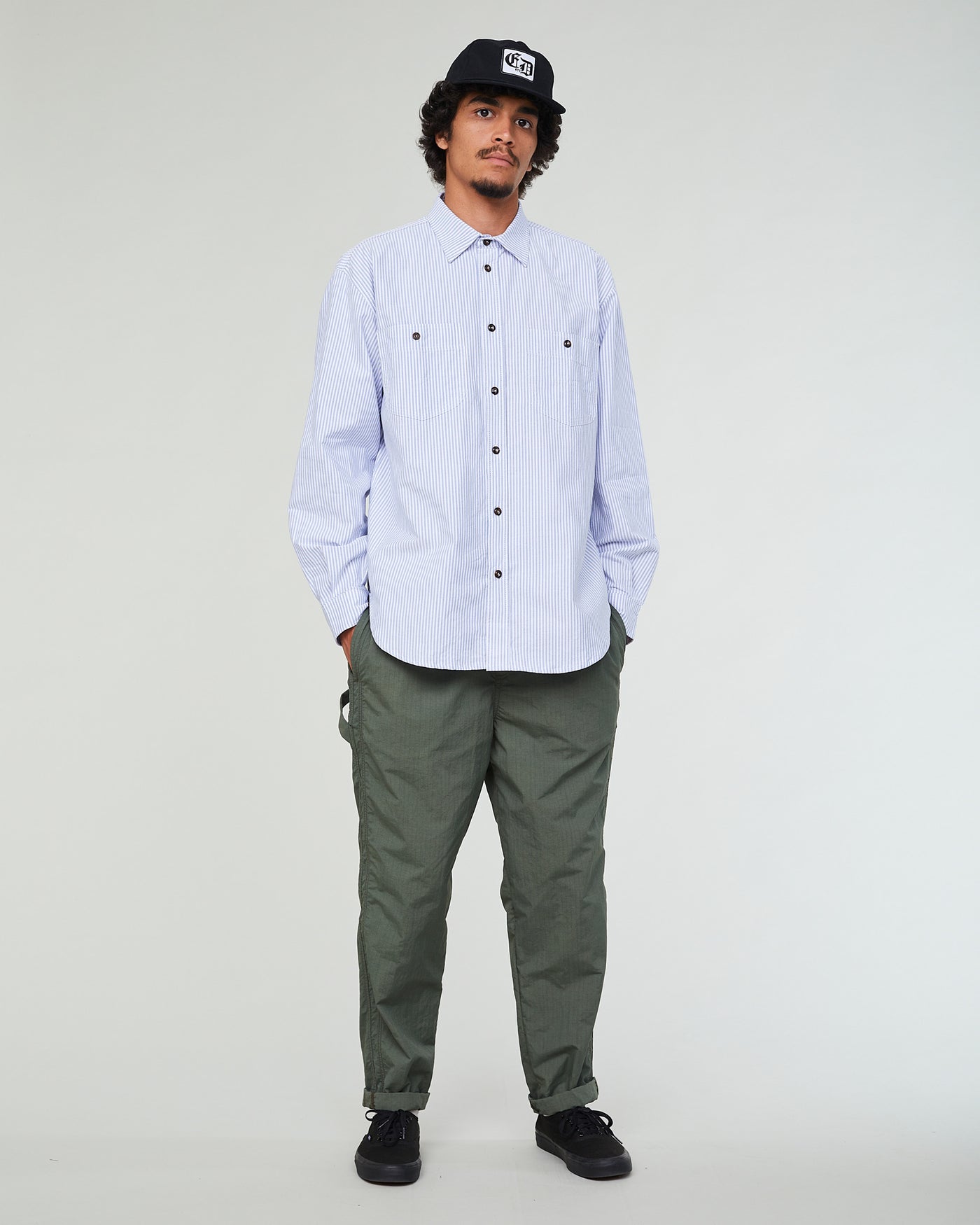 Worker Shirt Pit Stop Stripe Light Blue