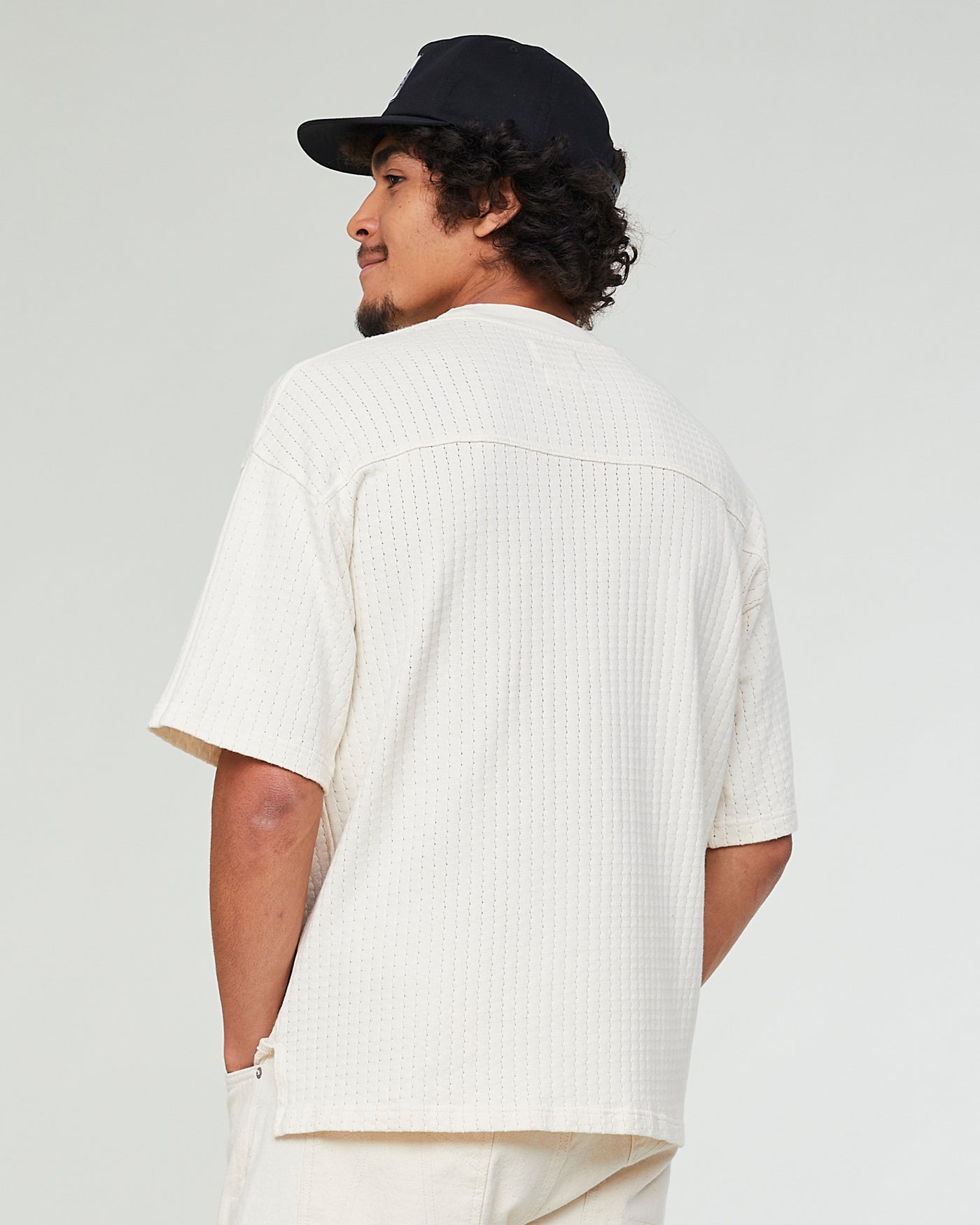 Big T Cotton Mesh Off White