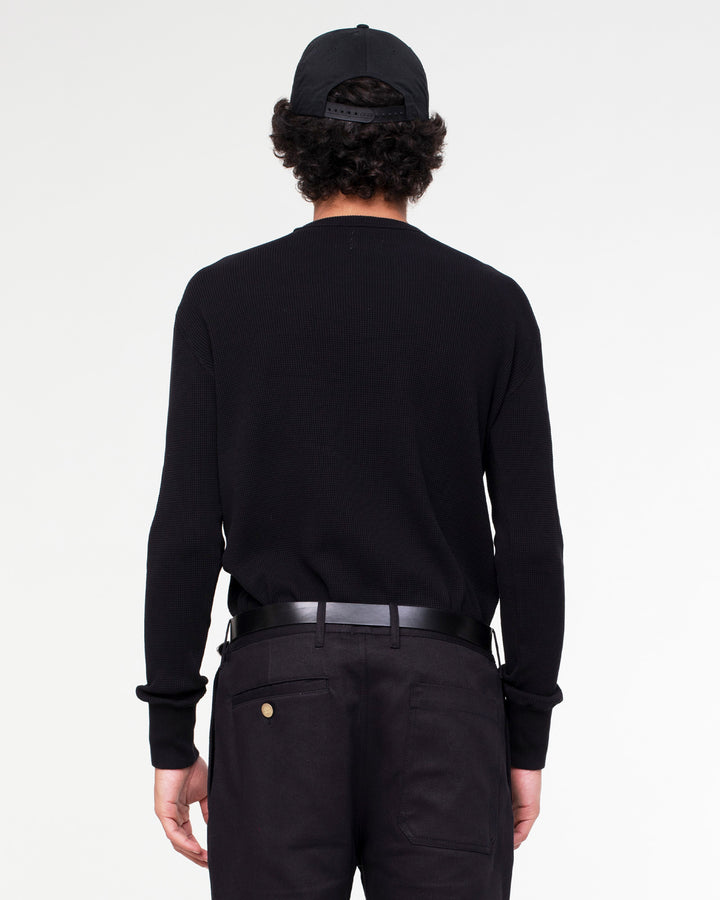 長袖サーモワッフルTジャージ（ブラック）