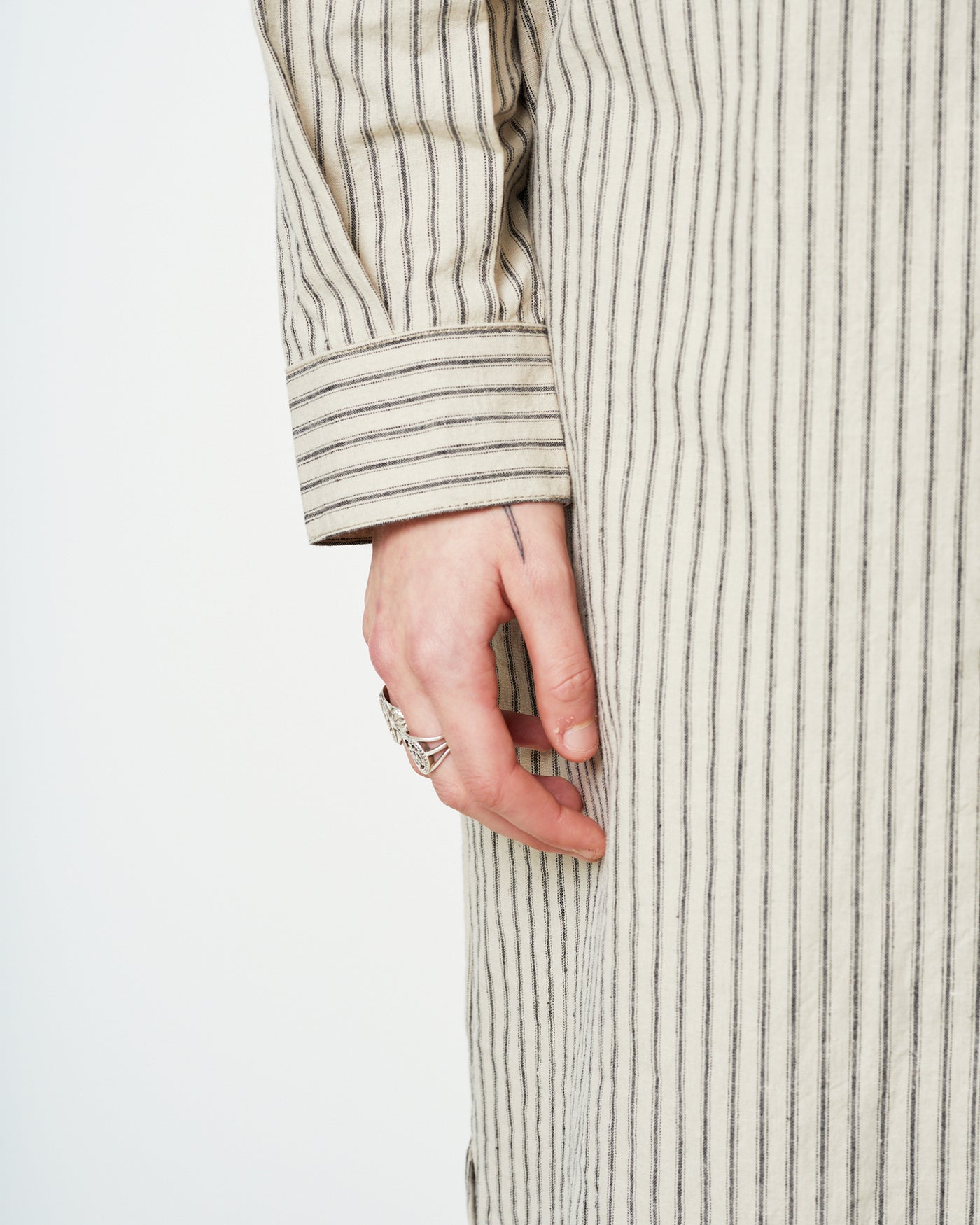 G.o.D Shirt Dress Dust Bowl Stripes Off White