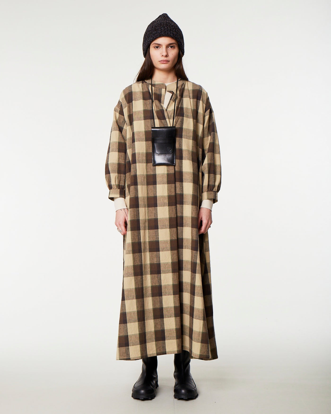 G.o.D Garden Dress Farmers Check Beige/Brown