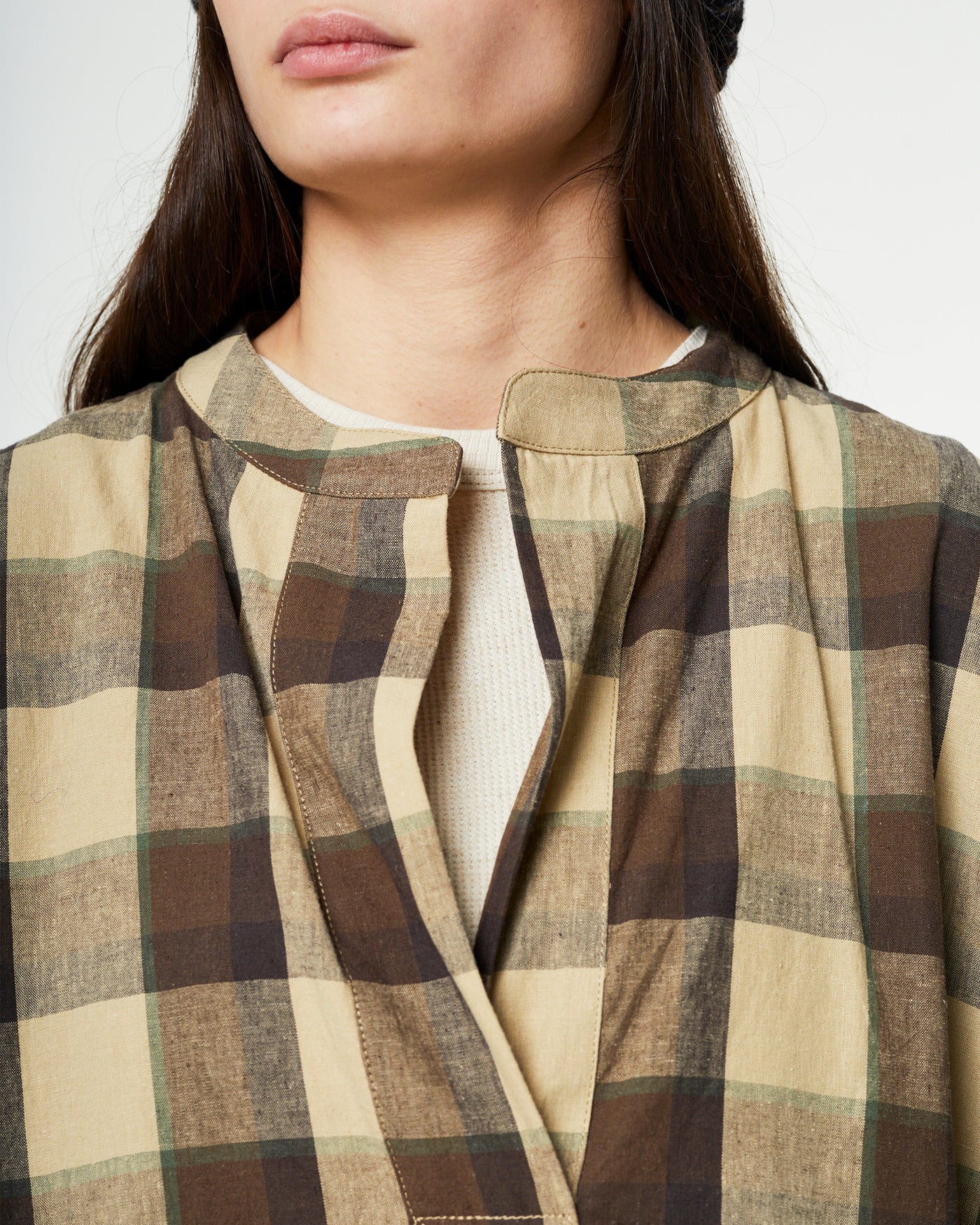 G.o.D Garden Dress Farmers Check Beige/Brown