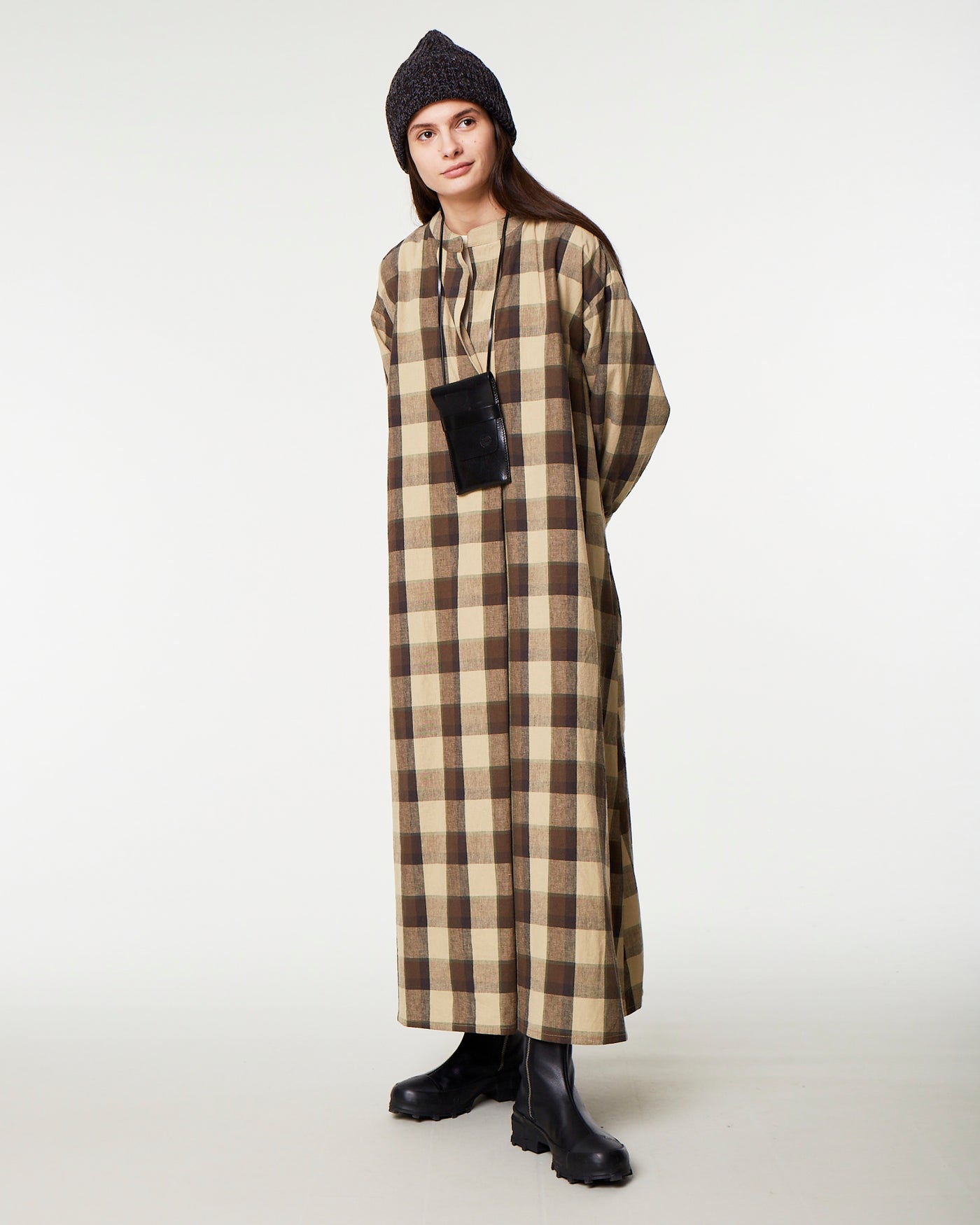G.o.D Garden Dress Farmers Check Beige/Brown