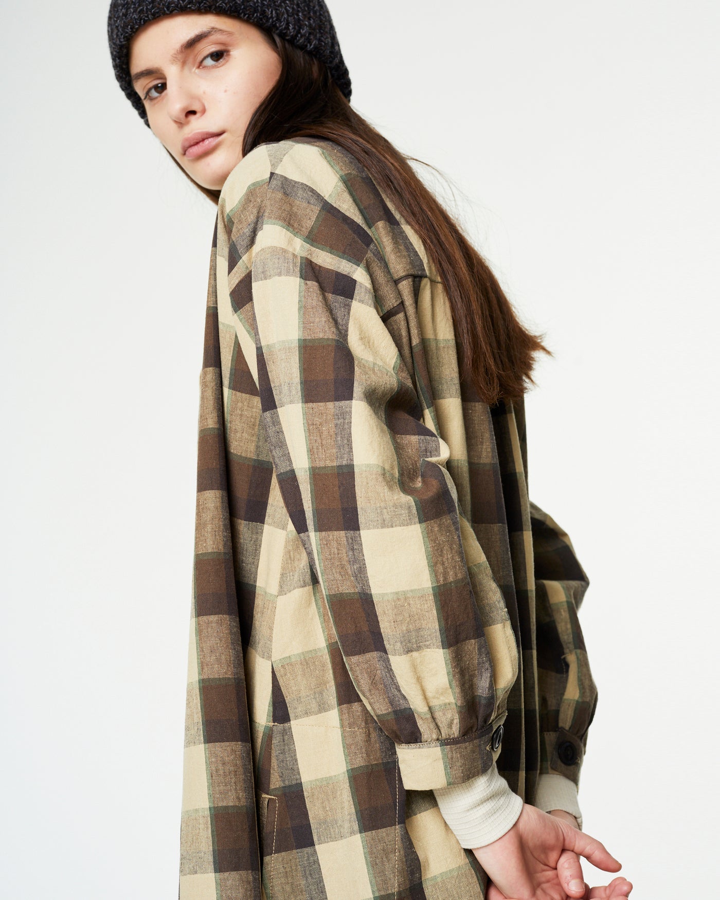 G.o.D Garden Dress Farmers Check Beige/Brown