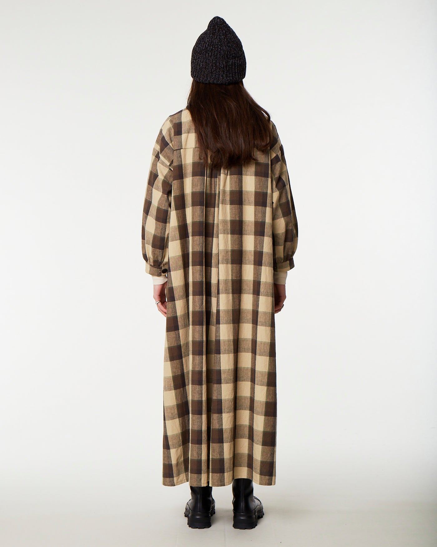 G.o.D Garden Dress Farmers Check Beige/Brown