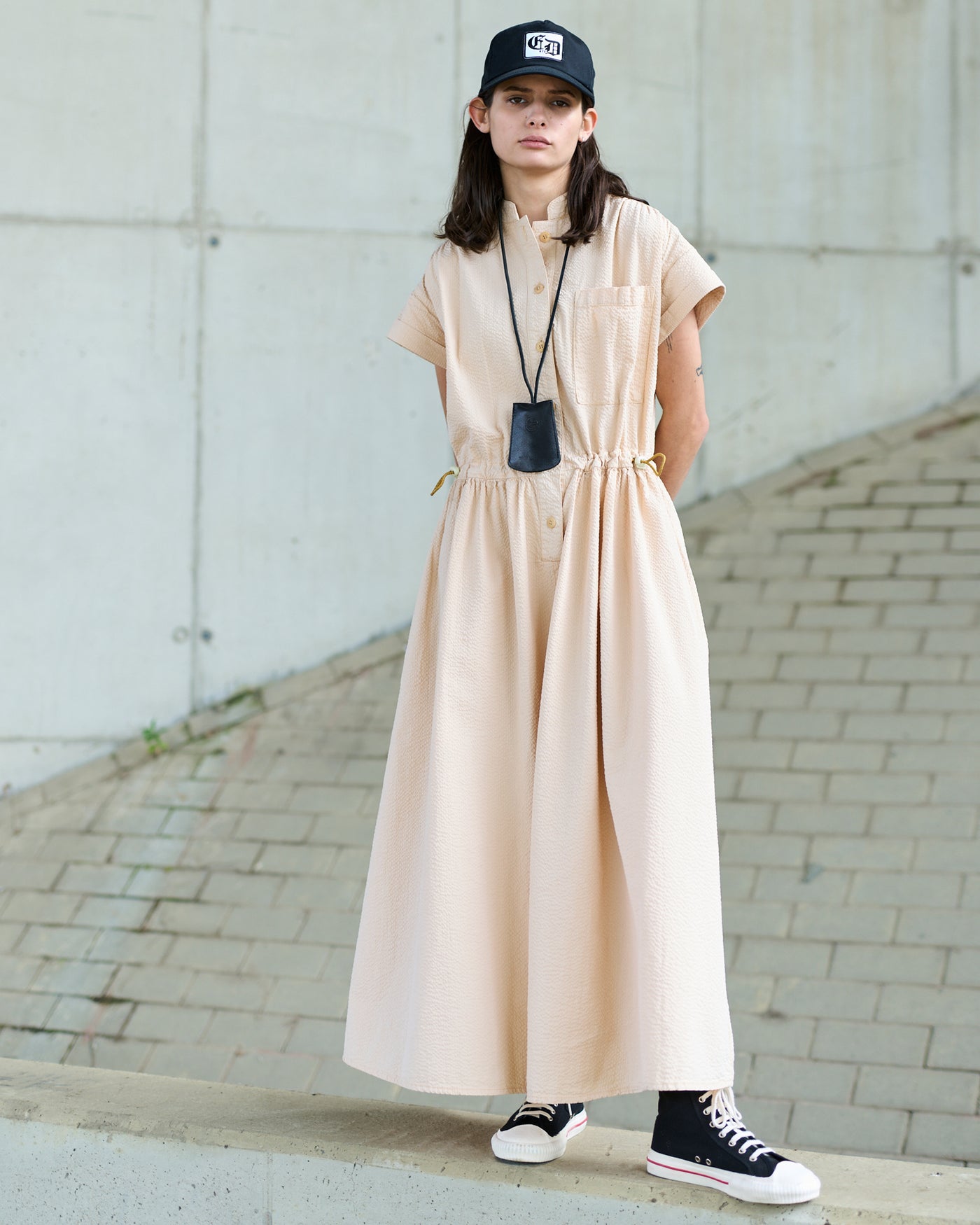 G.o.D Service Dress Seersucker Straw