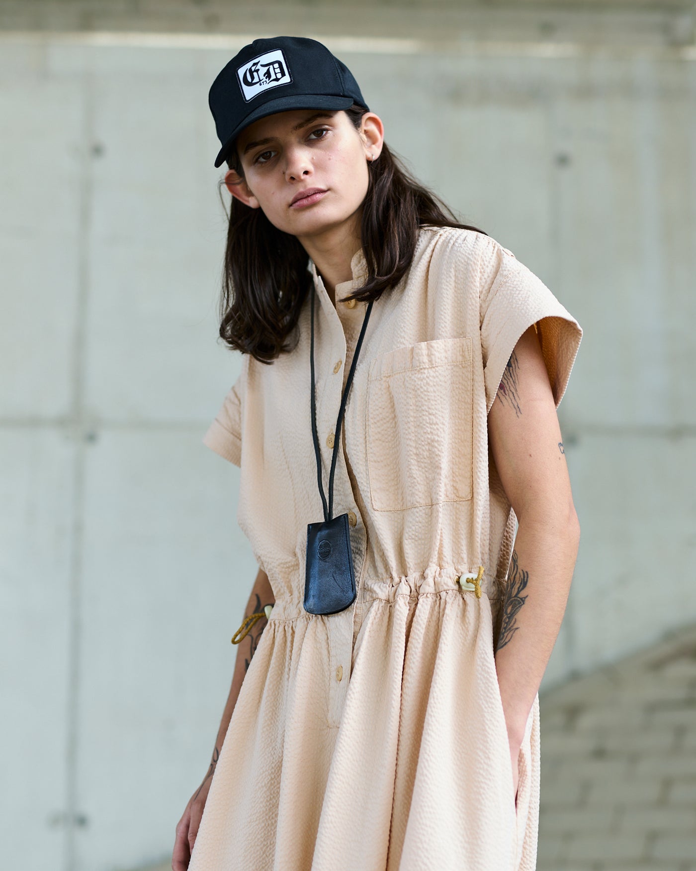 G.o.D Service Dress Seersucker Straw
