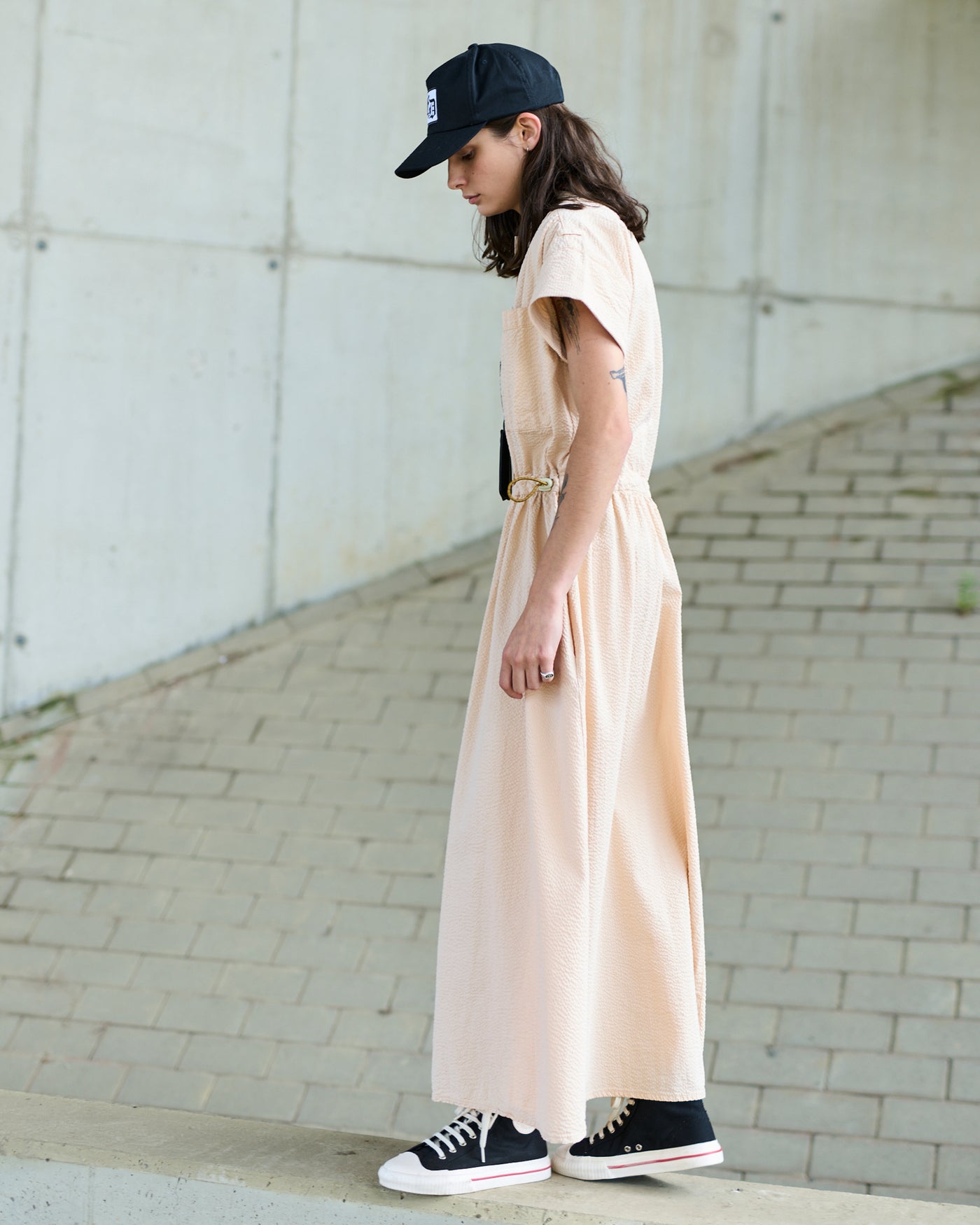 G.o.D Service Dress Seersucker Straw