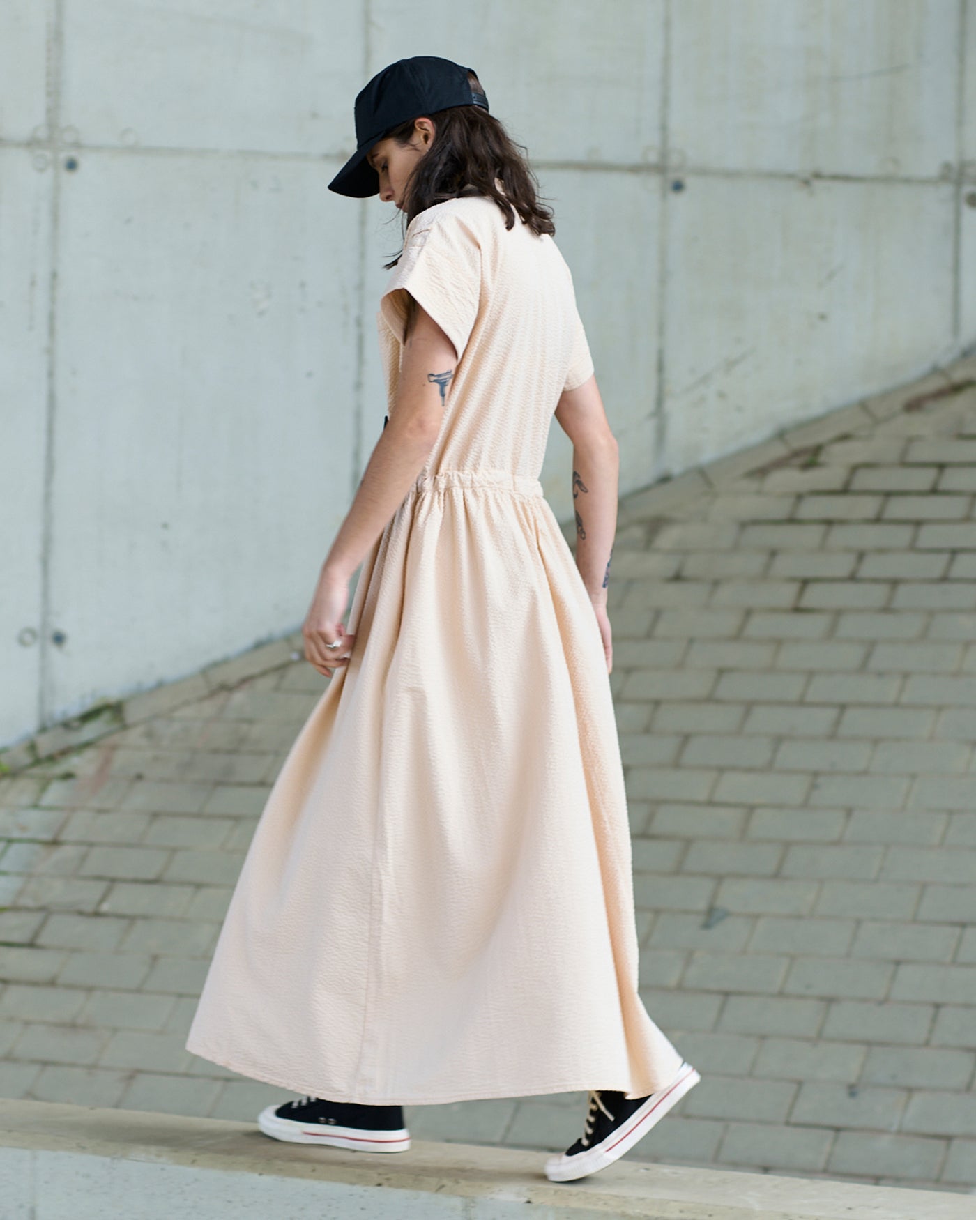 G.o.D Service Dress Seersucker Straw