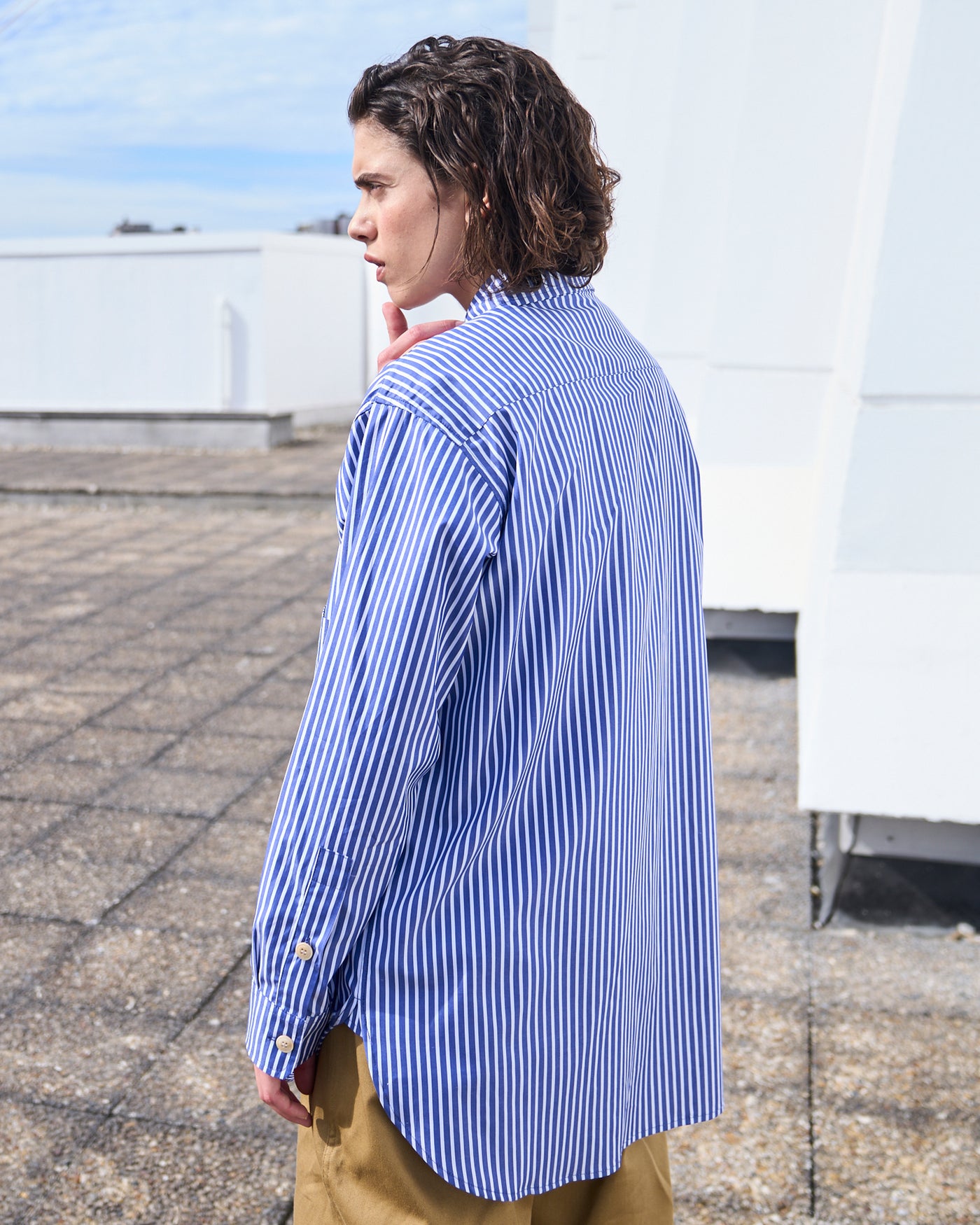 G.o.D Maxi Shirt Mayfair Poplin Stripe Blue & White